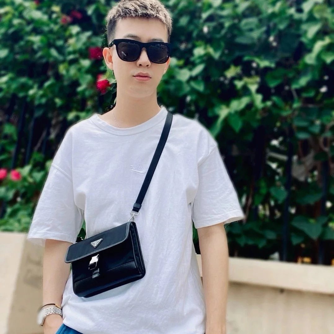 Item ID 8506 Prad Nylon Leather Phone Bag (Tested to hold 2 Max models - with card