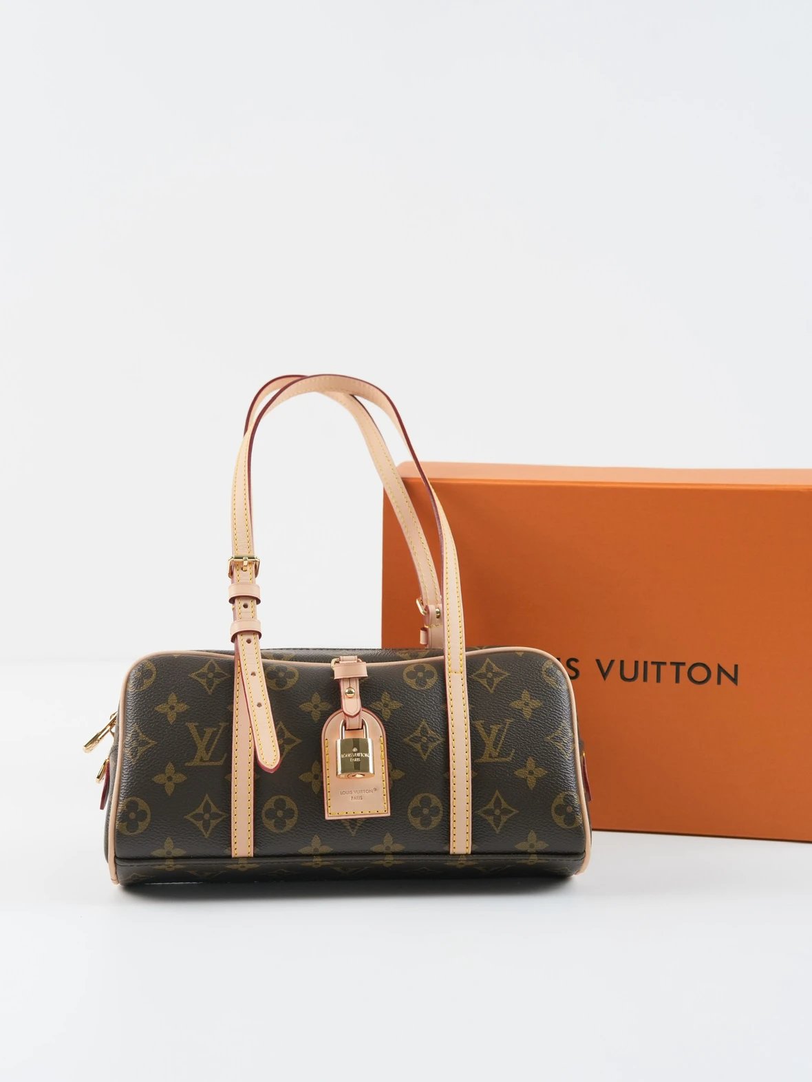 Item ID 8481 HANG-ON- retro classic -Monogram coated canvas - bowling bag handbag -