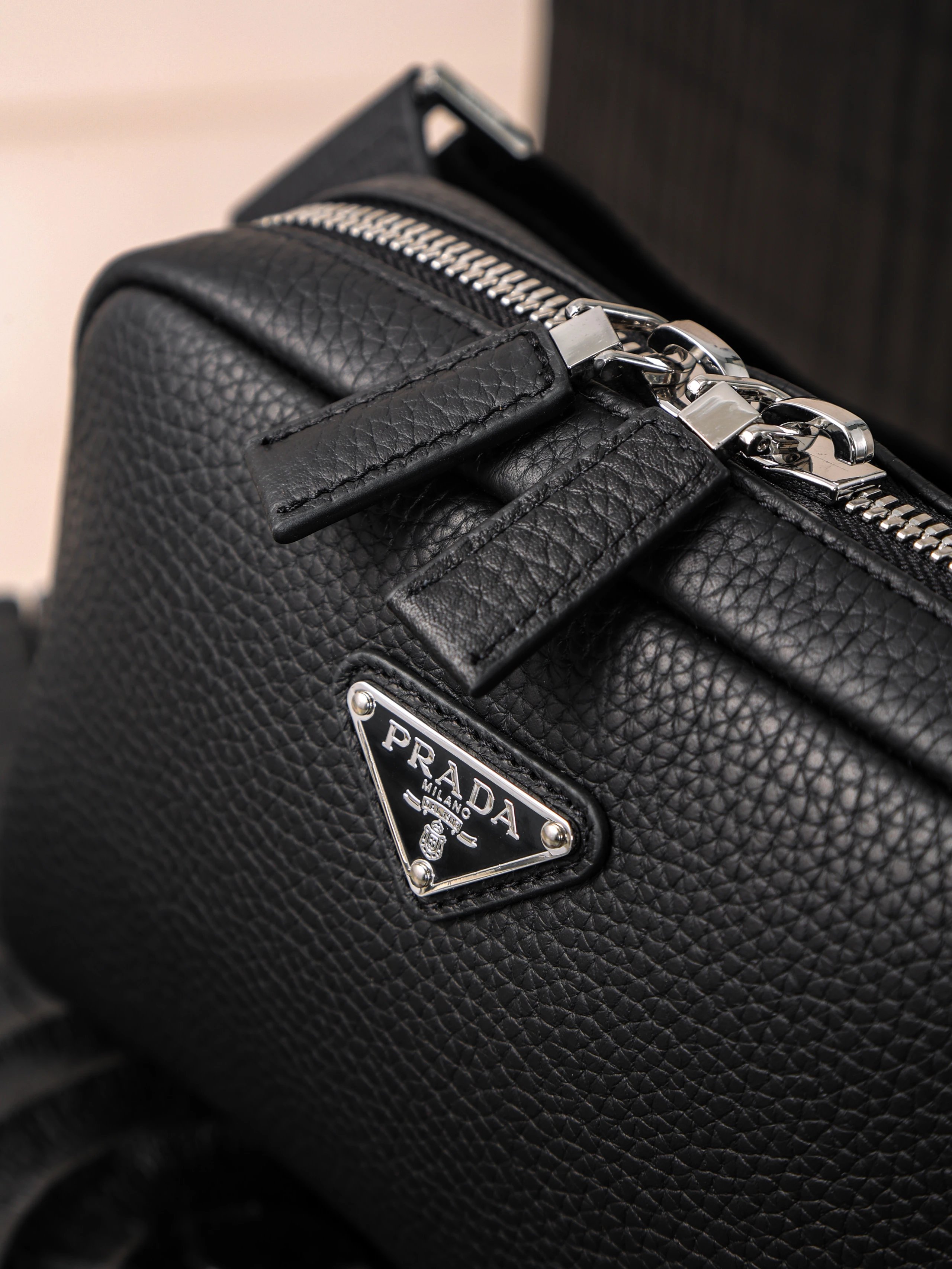 Item ID 8504 Pr@da- Prada - Fully Inlaid Leather - Vitello Dino - Metal Triangle Se