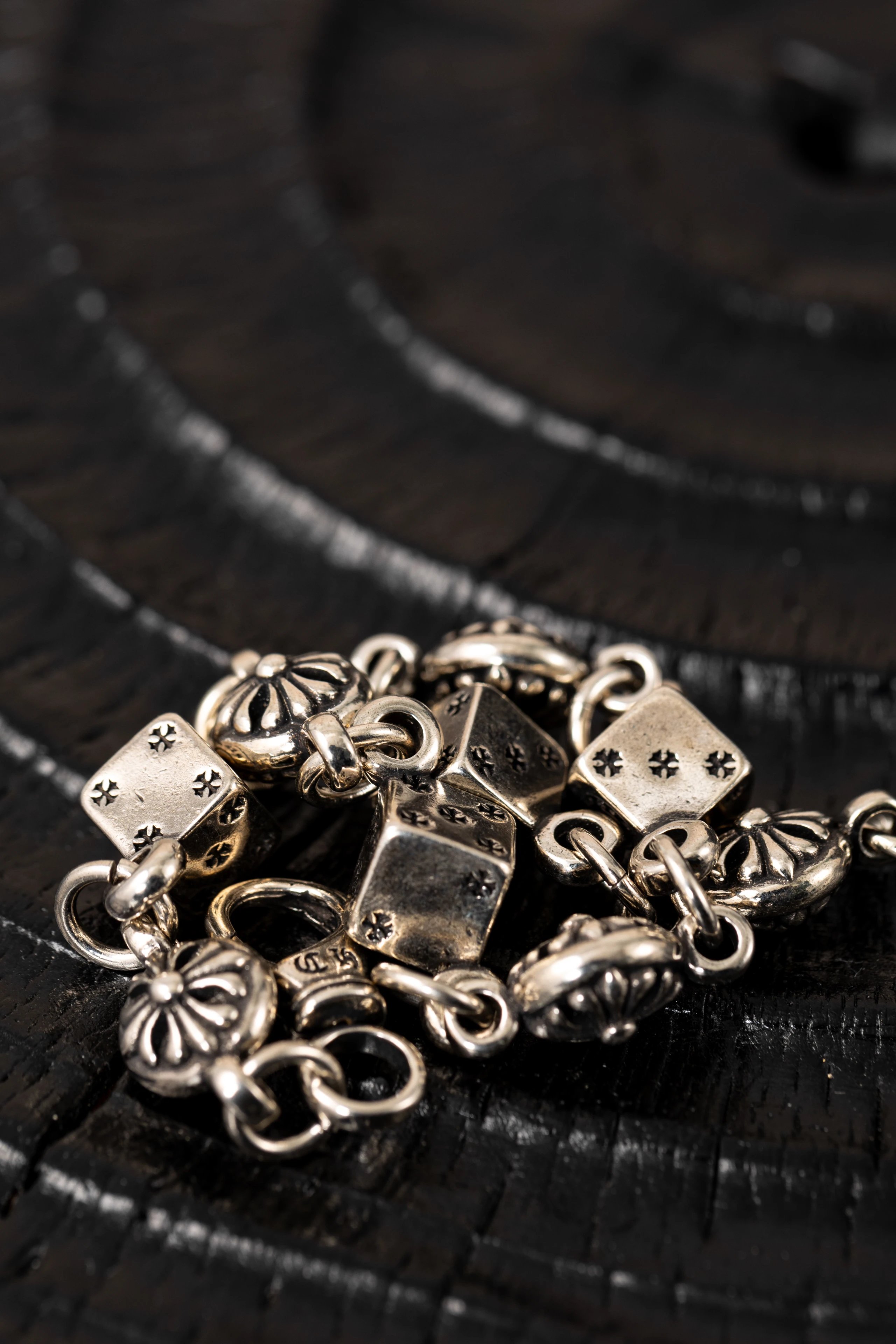 Item ID 8375 Chrome-Hearts- Crow heart - Cross dice bracelet -925 silver - Crow Hea