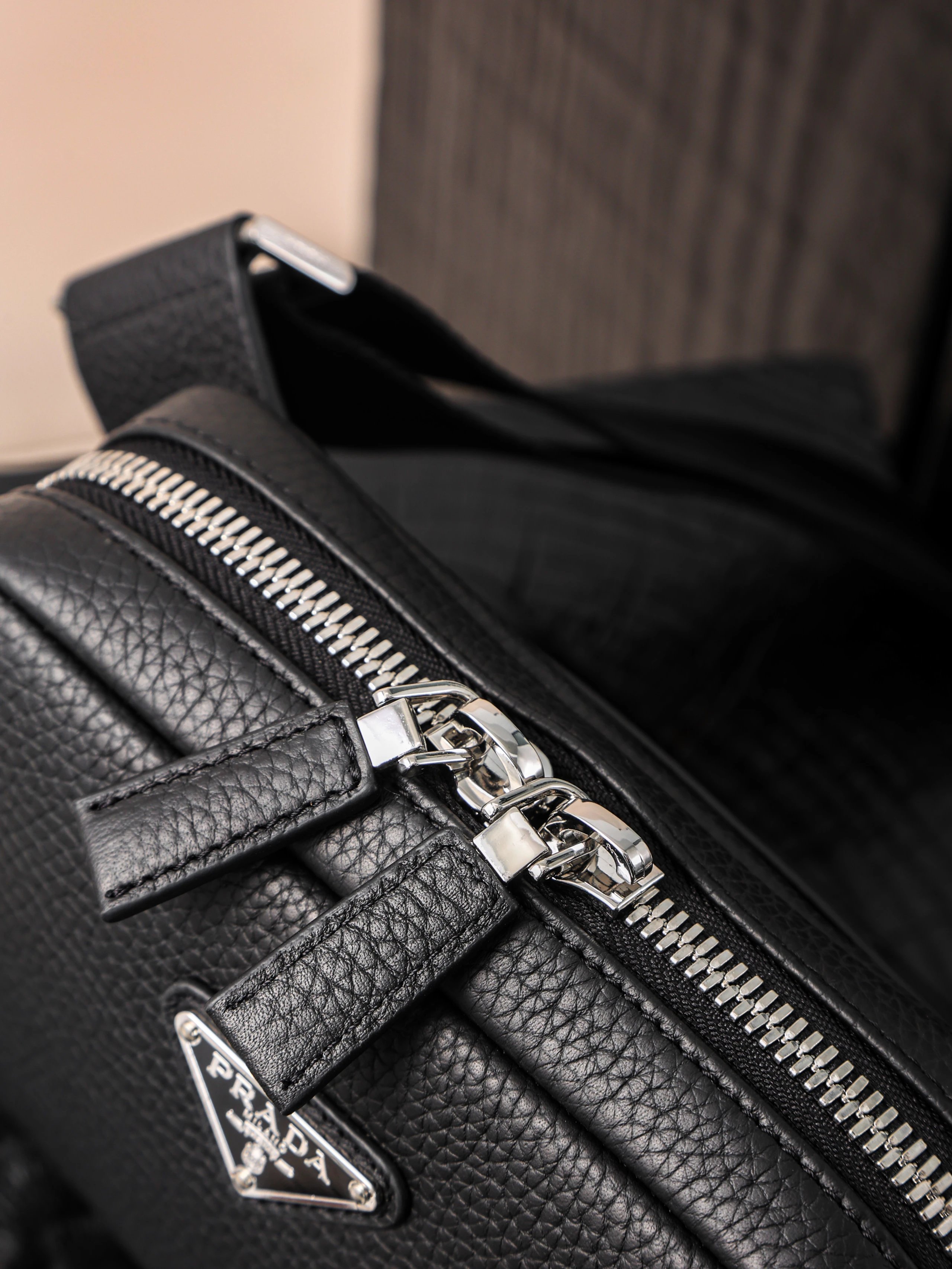 Item ID 8504 Pr@da- Prada - Fully Inlaid Leather - Vitello Dino - Metal Triangle Se