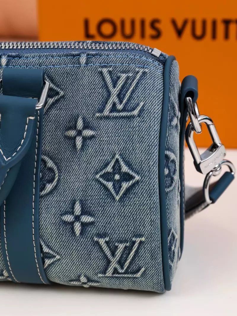 Item ID 8426 Advanced Customization - Kepall 25- Washed Blue Denim Canvas Bag - Sma