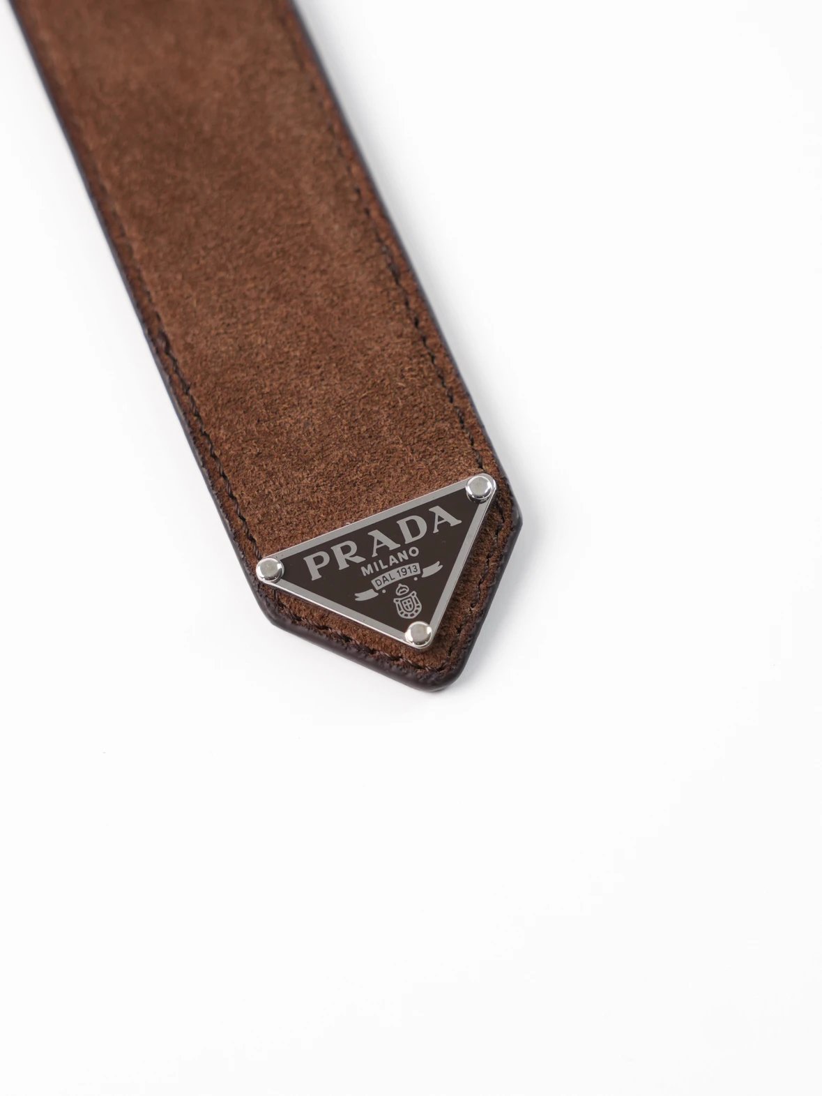 Item ID 8400 PRD _High Definition Triangle_ Logo Enamel Belt - _Imported Suede_ Bro
