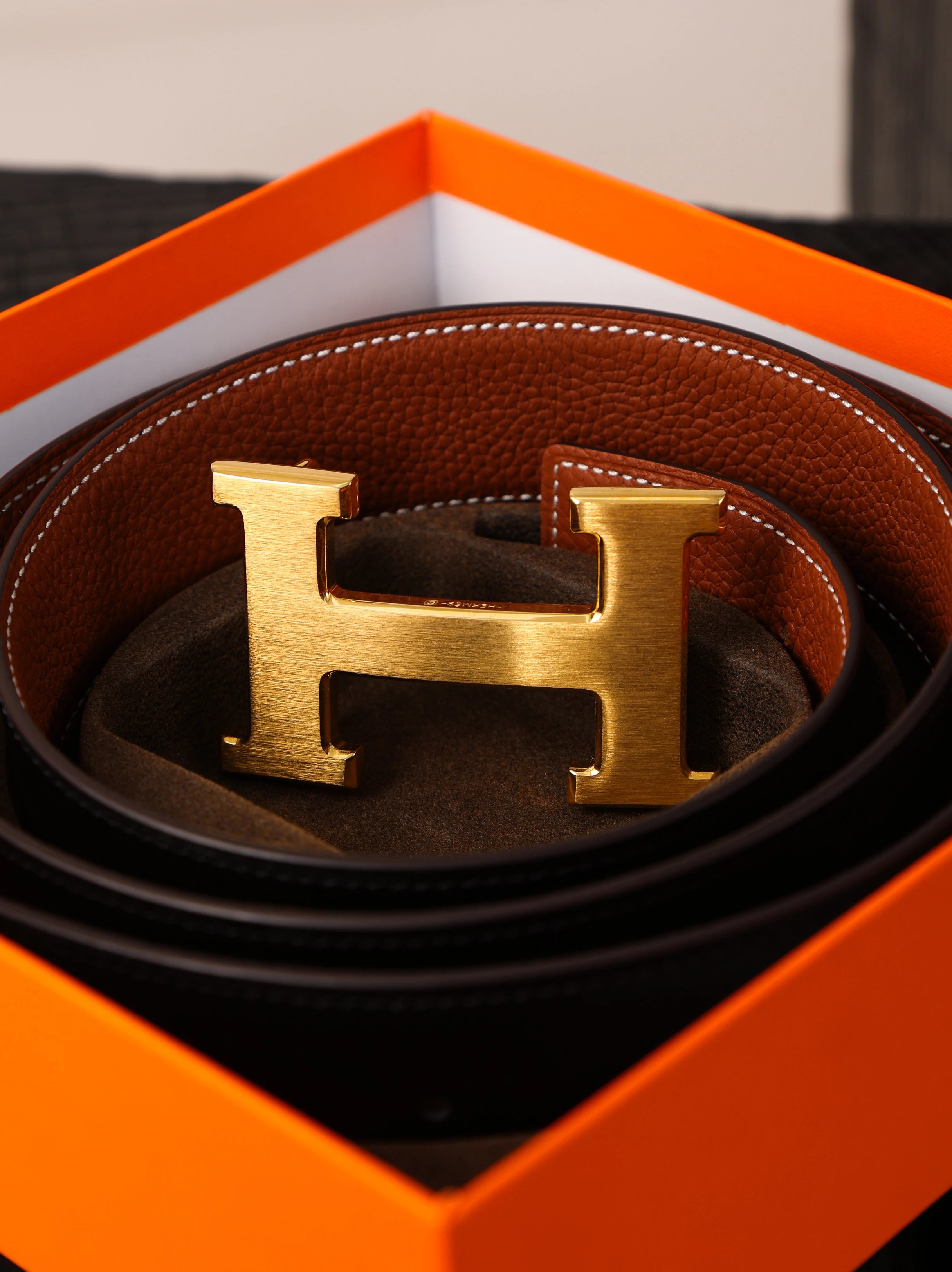Item ID 8399 Hermes 3-2020ss - Classic H logo letter belt - Double sided calf leath