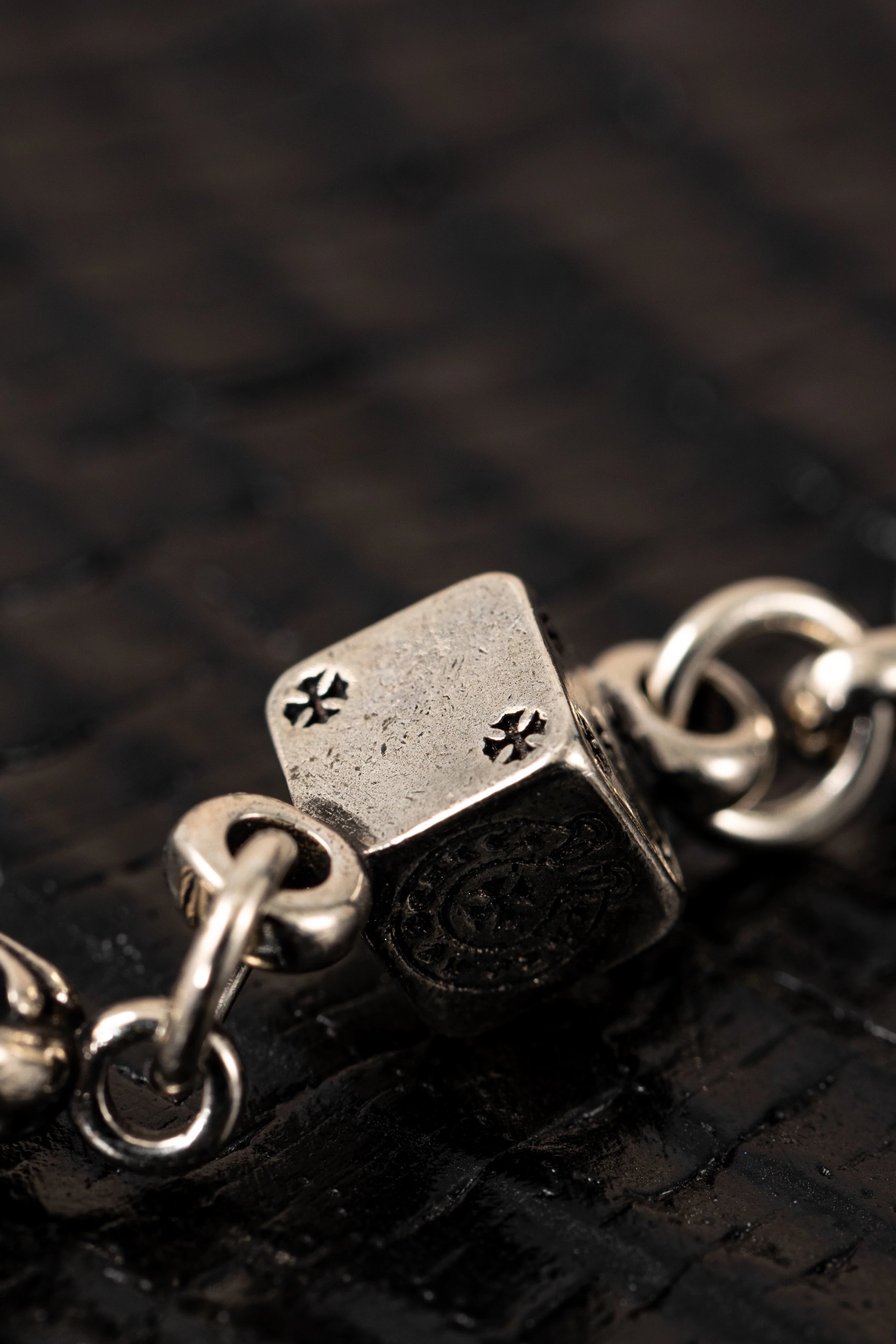 Item ID 8375 Chrome-Hearts- Crow heart - Cross dice bracelet -925 silver - Crow Hea