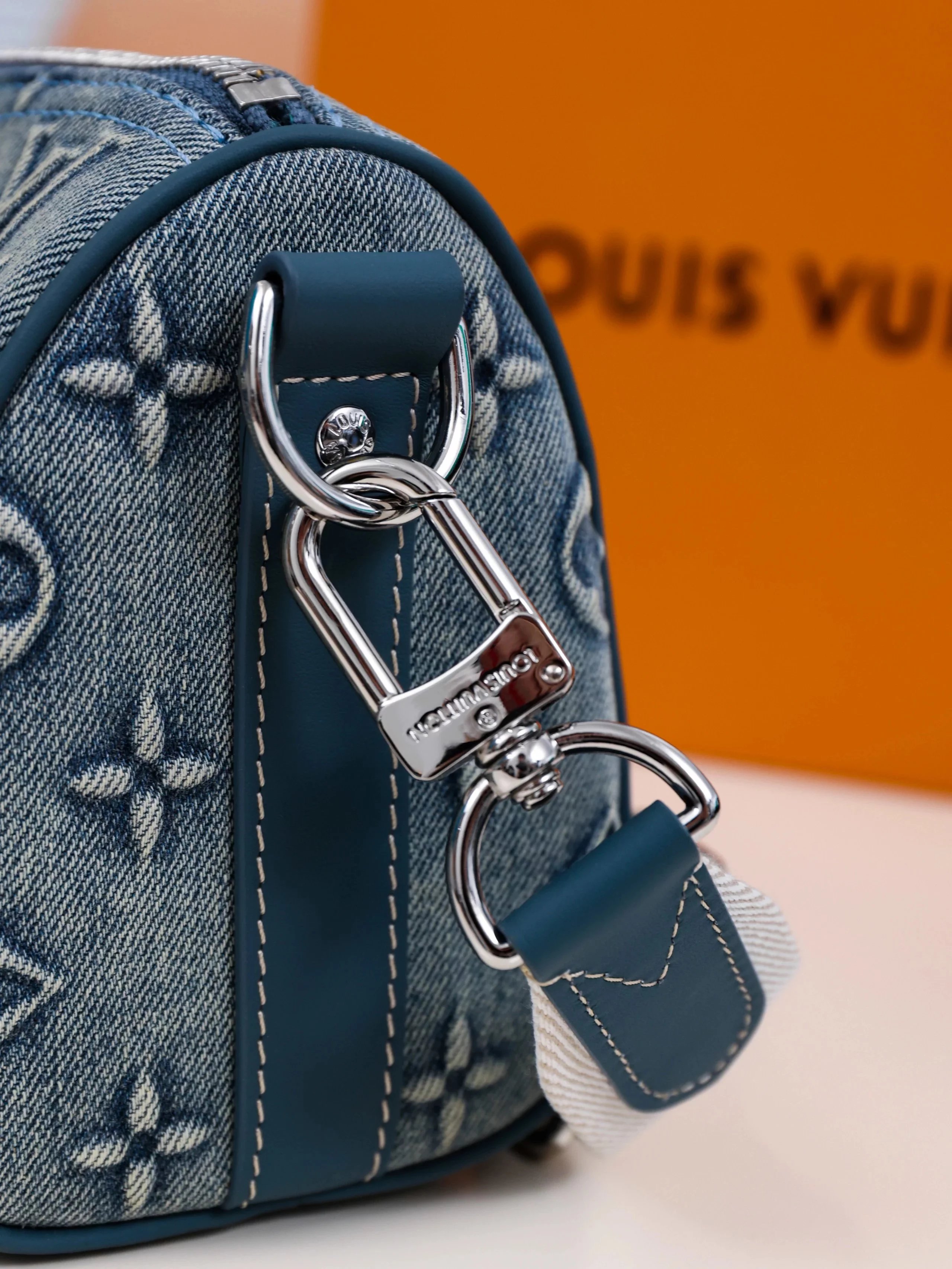 Item ID 8426 Advanced Customization - Kepall 25- Washed Blue Denim Canvas Bag - Sma