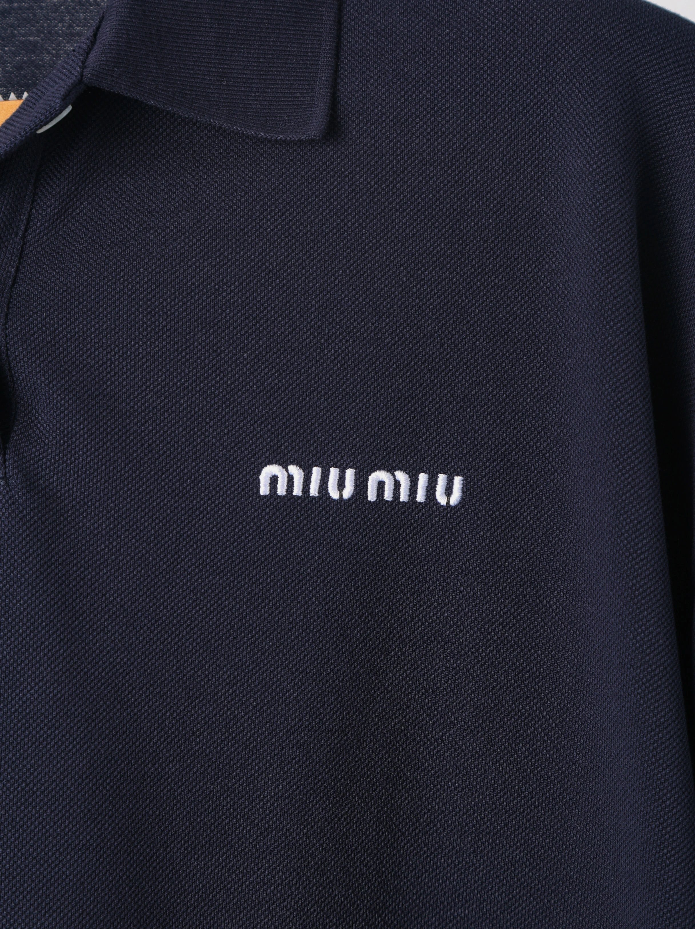 Item ID 8187 M1uM1u- Miu Miu -2024ss- chest embroidery polo shirt - Letter embroide