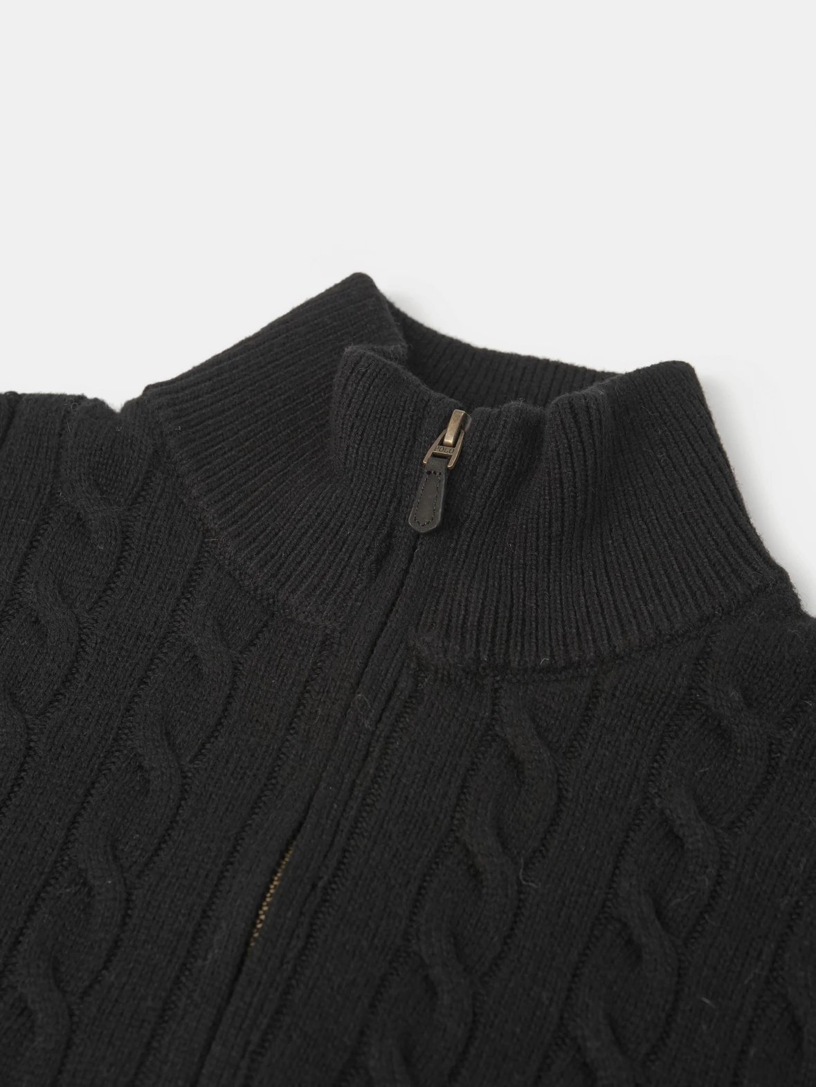 Item ID 8266 Ralph Half Chain Twisted Flower Sweater - Solid Color Half Zipper Stan