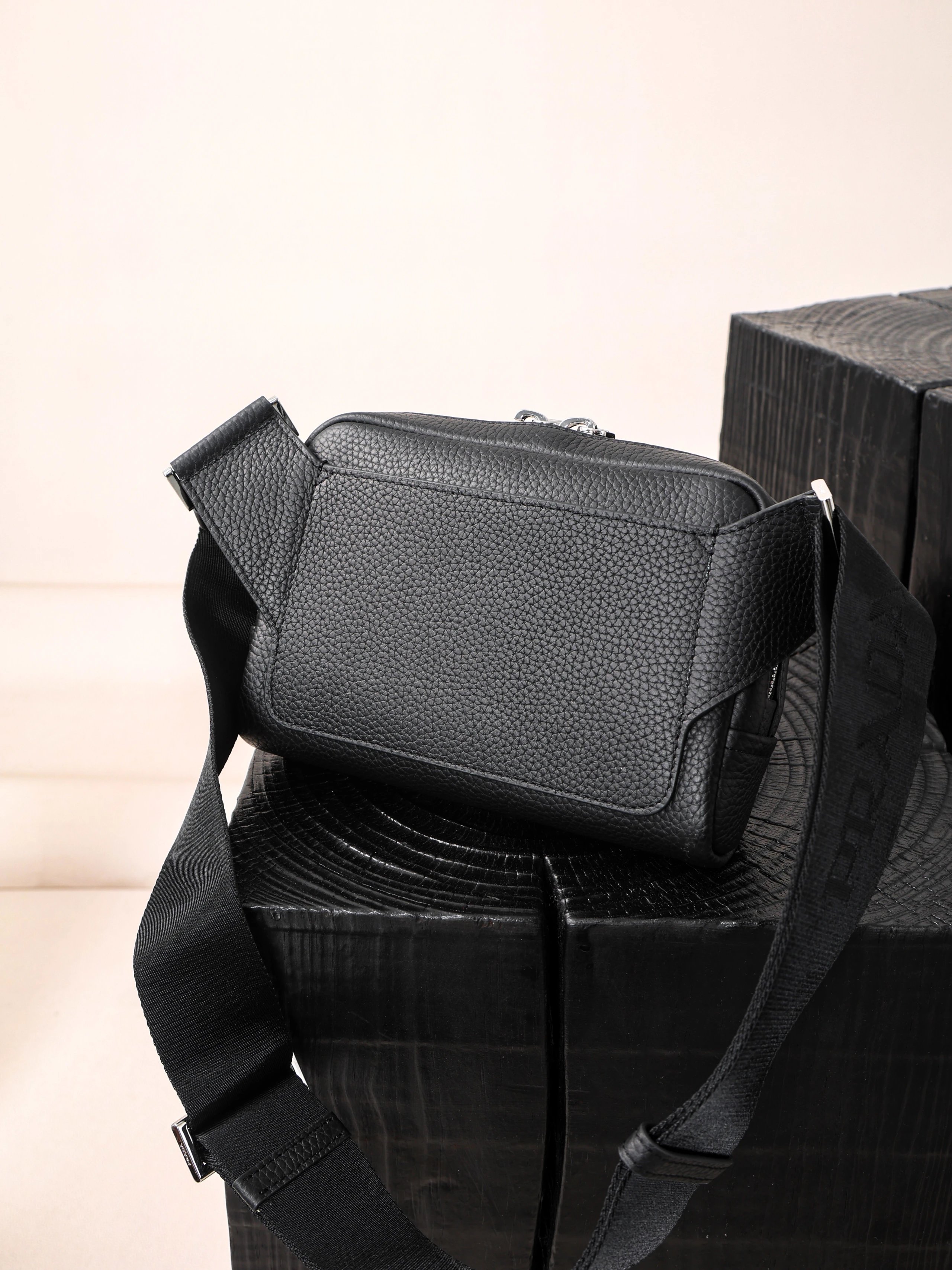 Item ID 8504 Pr@da- Prada - Fully Inlaid Leather - Vitello Dino - Metal Triangle Se