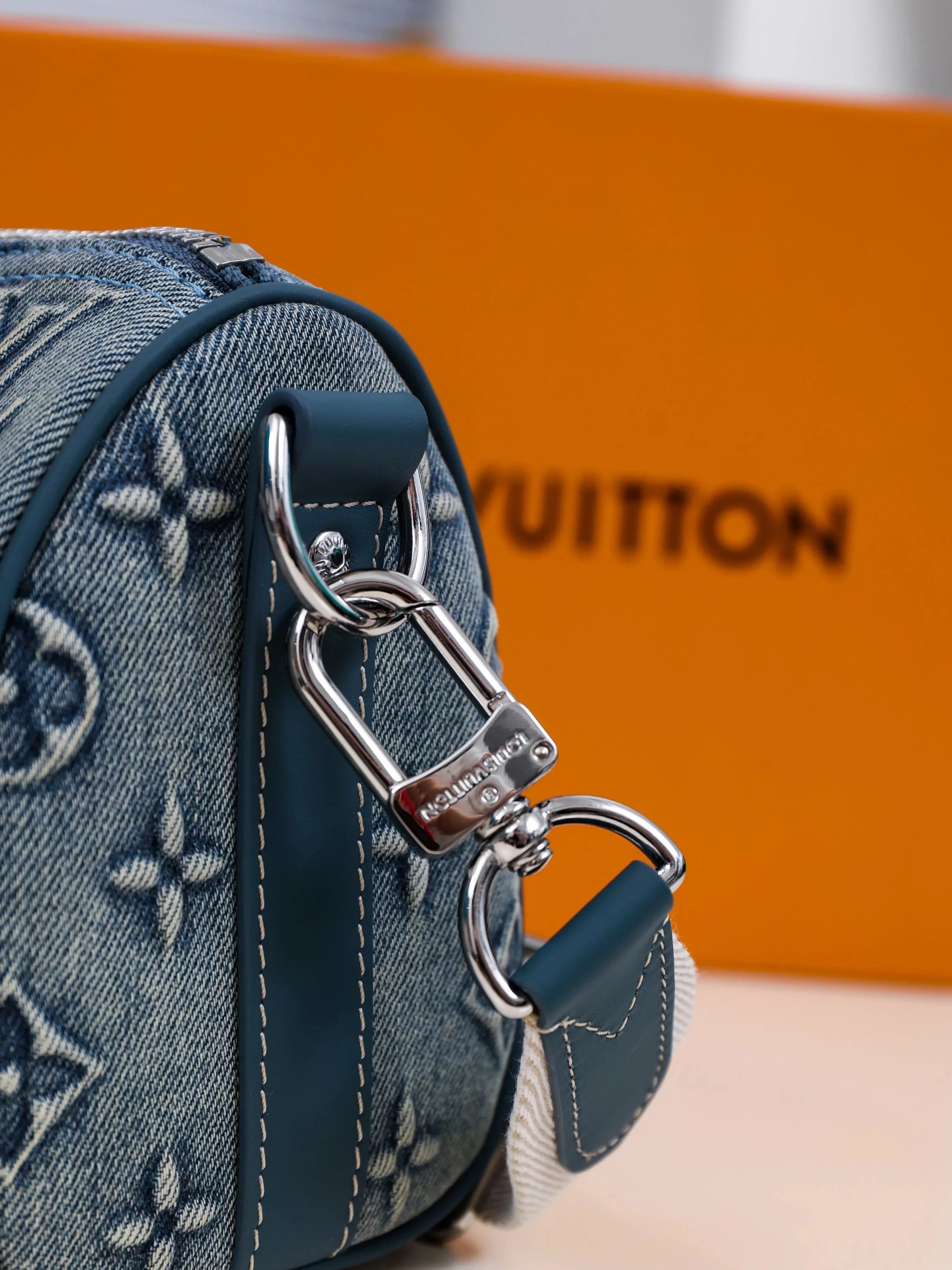 Item ID 8426 Advanced Customization - Kepall 25- Washed Blue Denim Canvas Bag - Sma