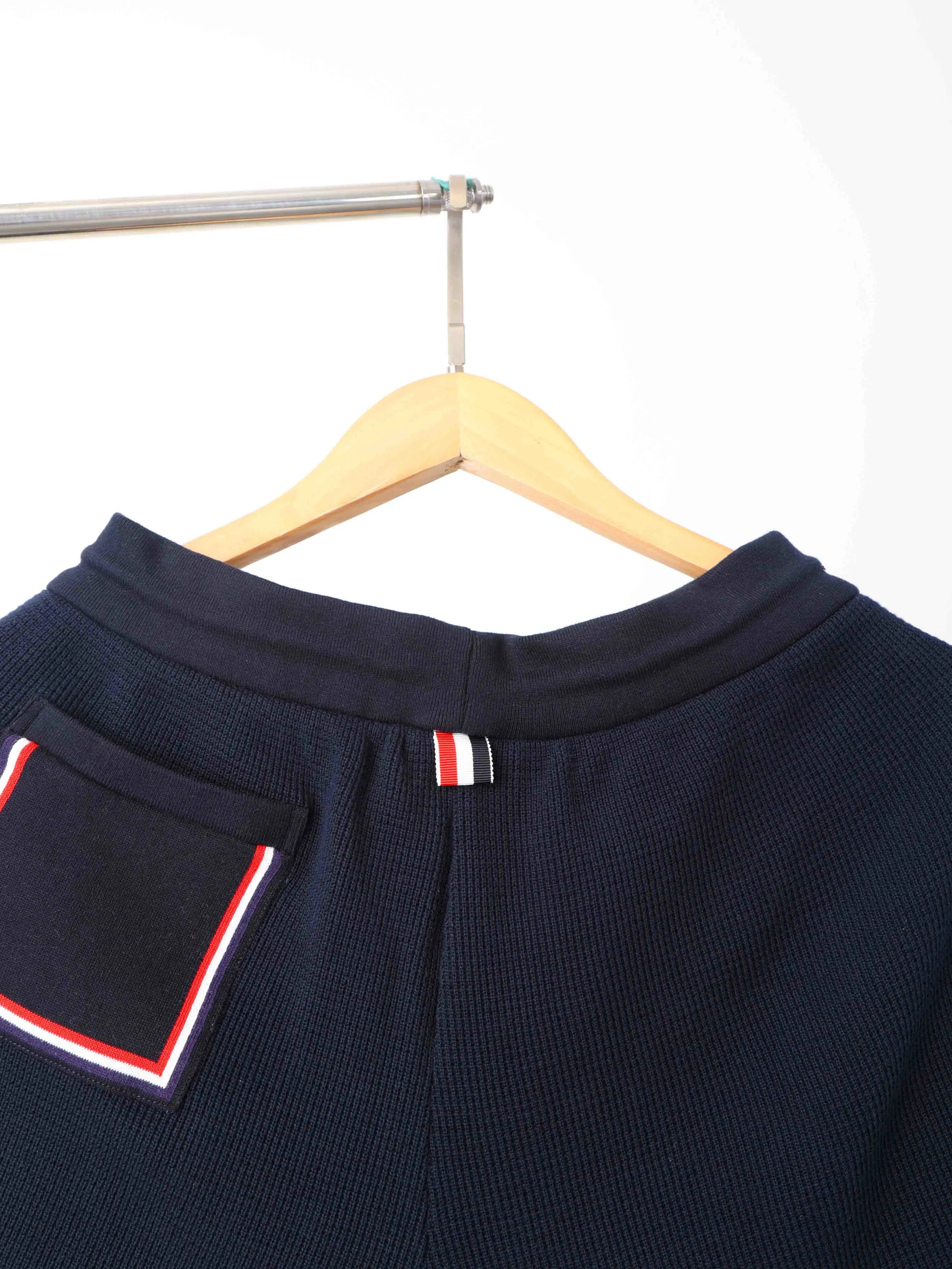 Item ID 8244 THOM-BR0WNE - _Waffle_ TB Shorts - Cotton Texture Casual Shorts - Navy