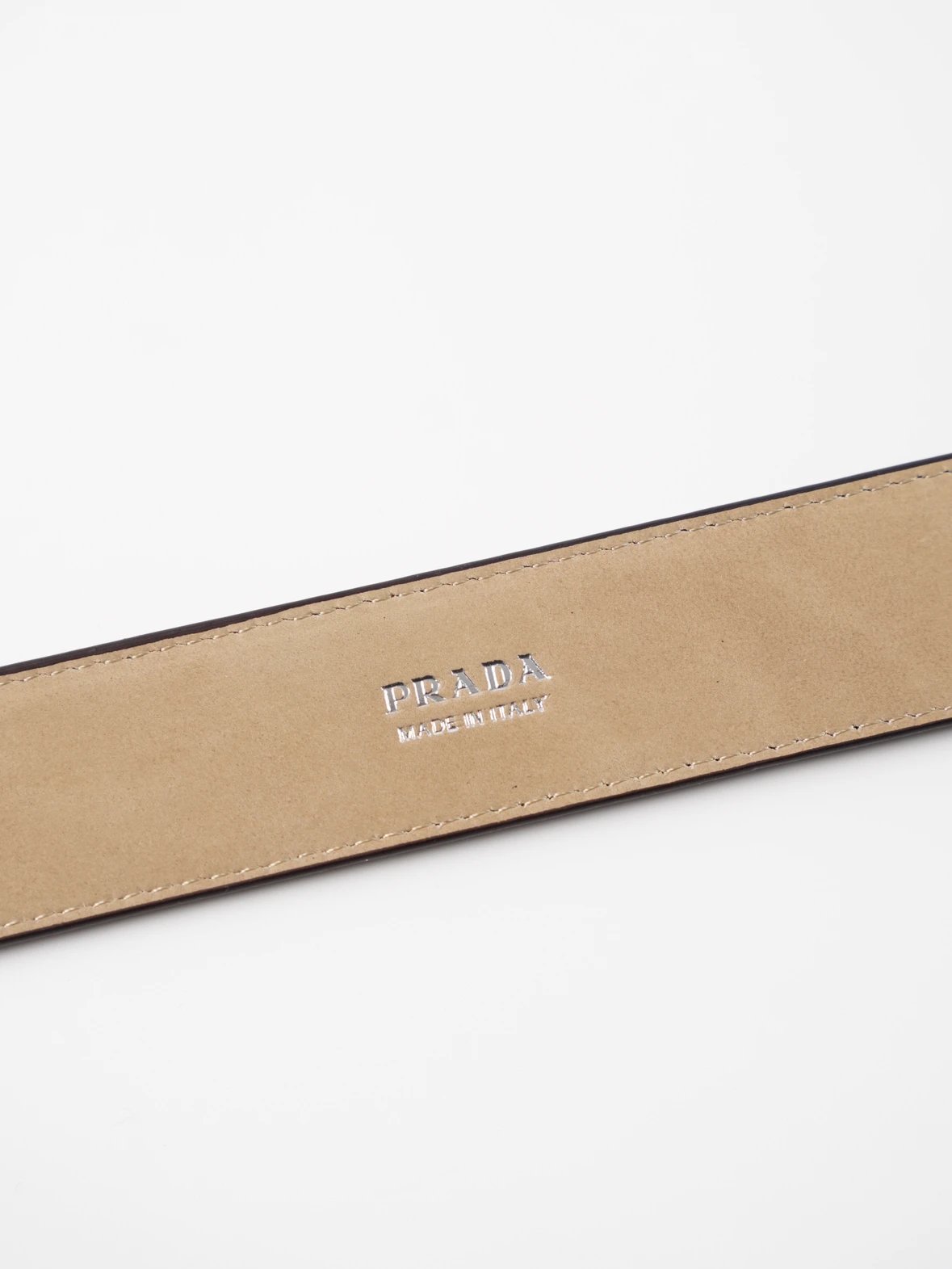 Item ID 8400 PRD _High Definition Triangle_ Logo Enamel Belt - _Imported Suede_ Bro