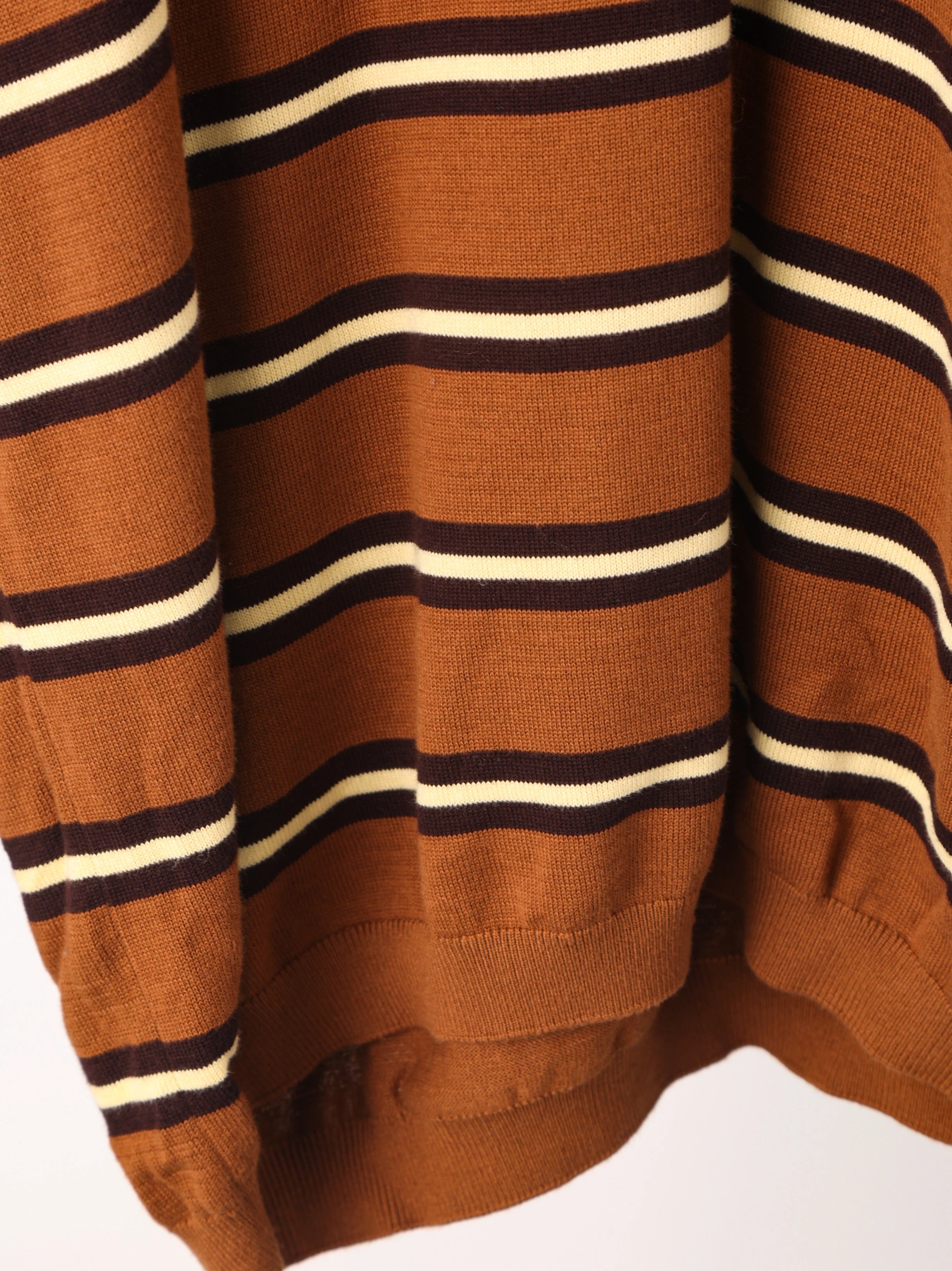 Item ID 8182 L0EWE-Luoyiwei-2024-ss-striped knitted pure cotton polo shirt - brown