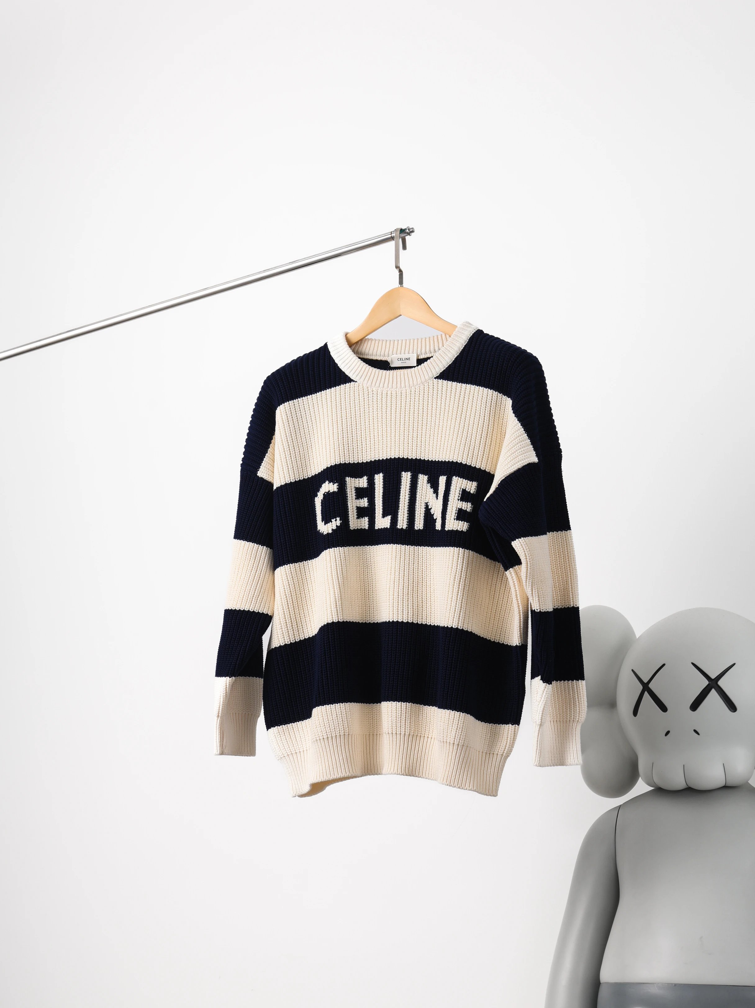 Item ID 8254 CEL1NE- Celine -2024ss- striped jacquard letter sweater - knitted loos