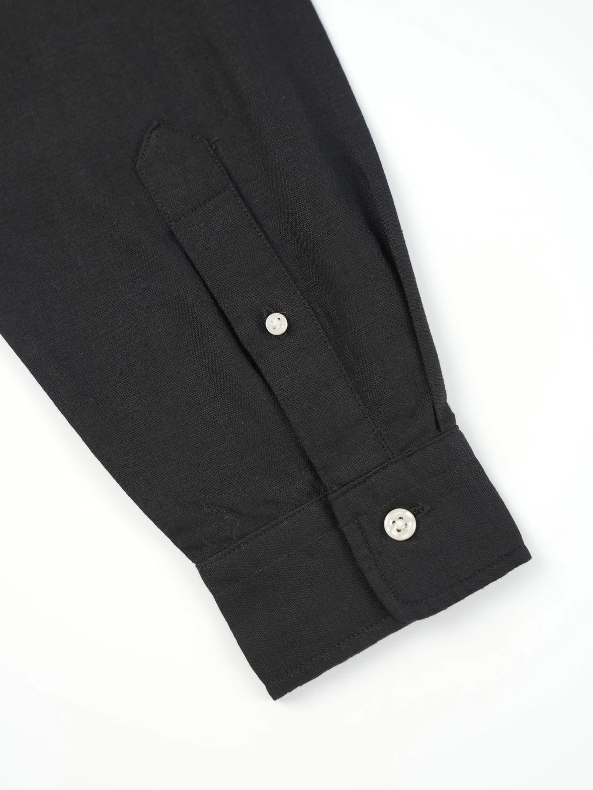 Item ID 8224 Ralph SS25 pony logo embroidered long sleeved cotton linen shirt - bla