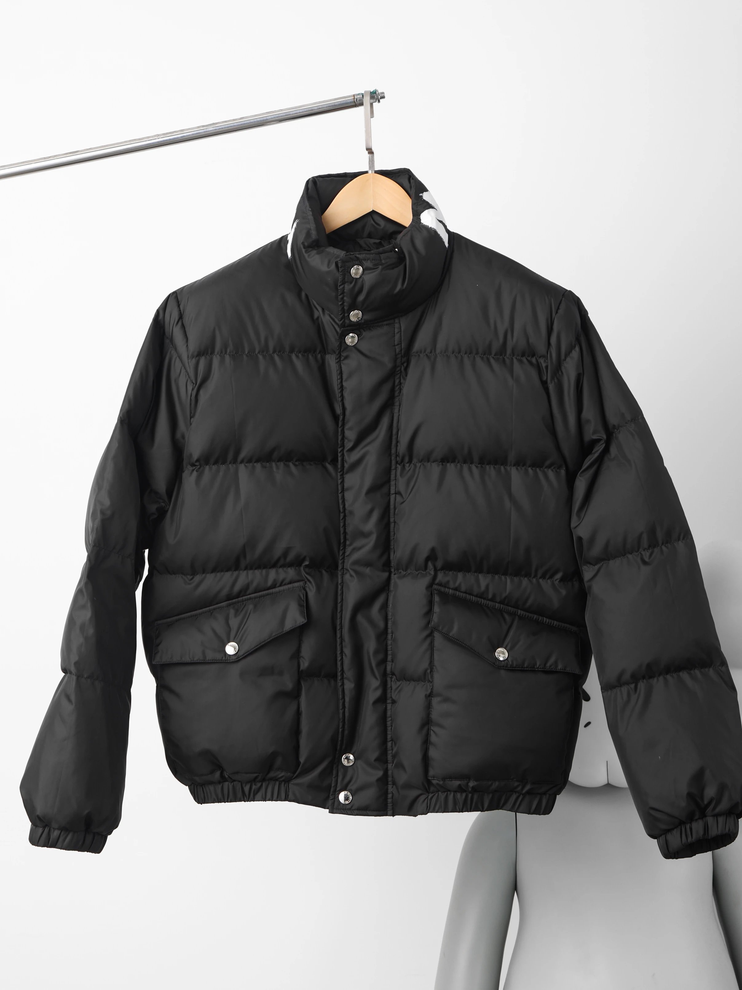 Item ID 8130 McQueen-2023FW - Stand up Down Jacket - Back Collar with Inked Letter