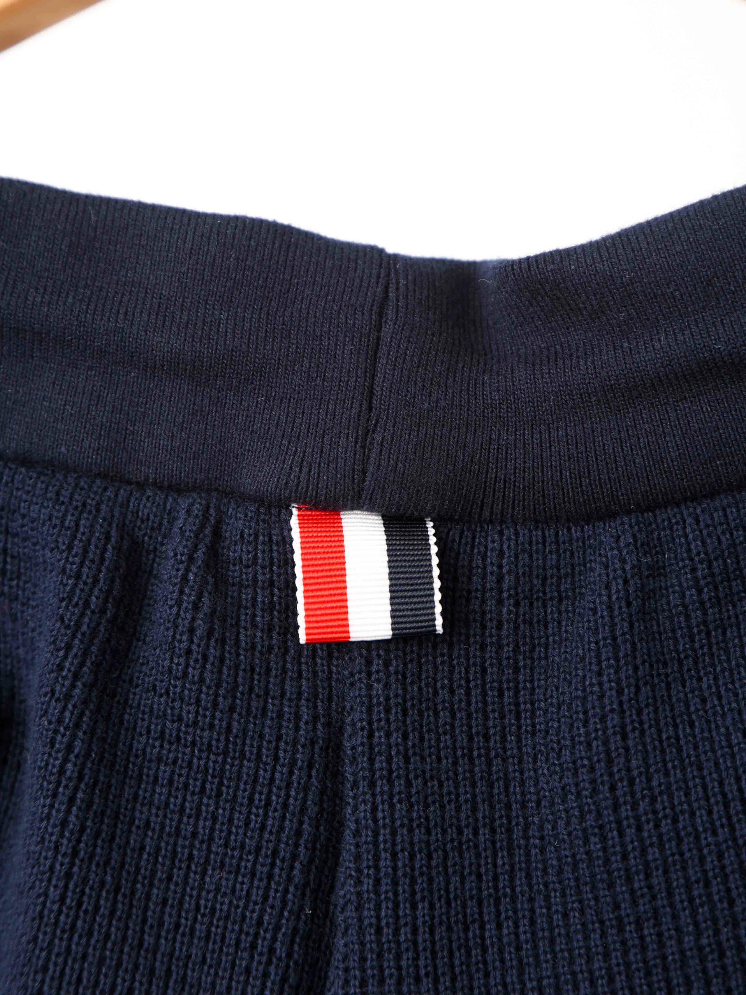 Item ID 8244 THOM-BR0WNE - _Waffle_ TB Shorts - Cotton Texture Casual Shorts - Navy