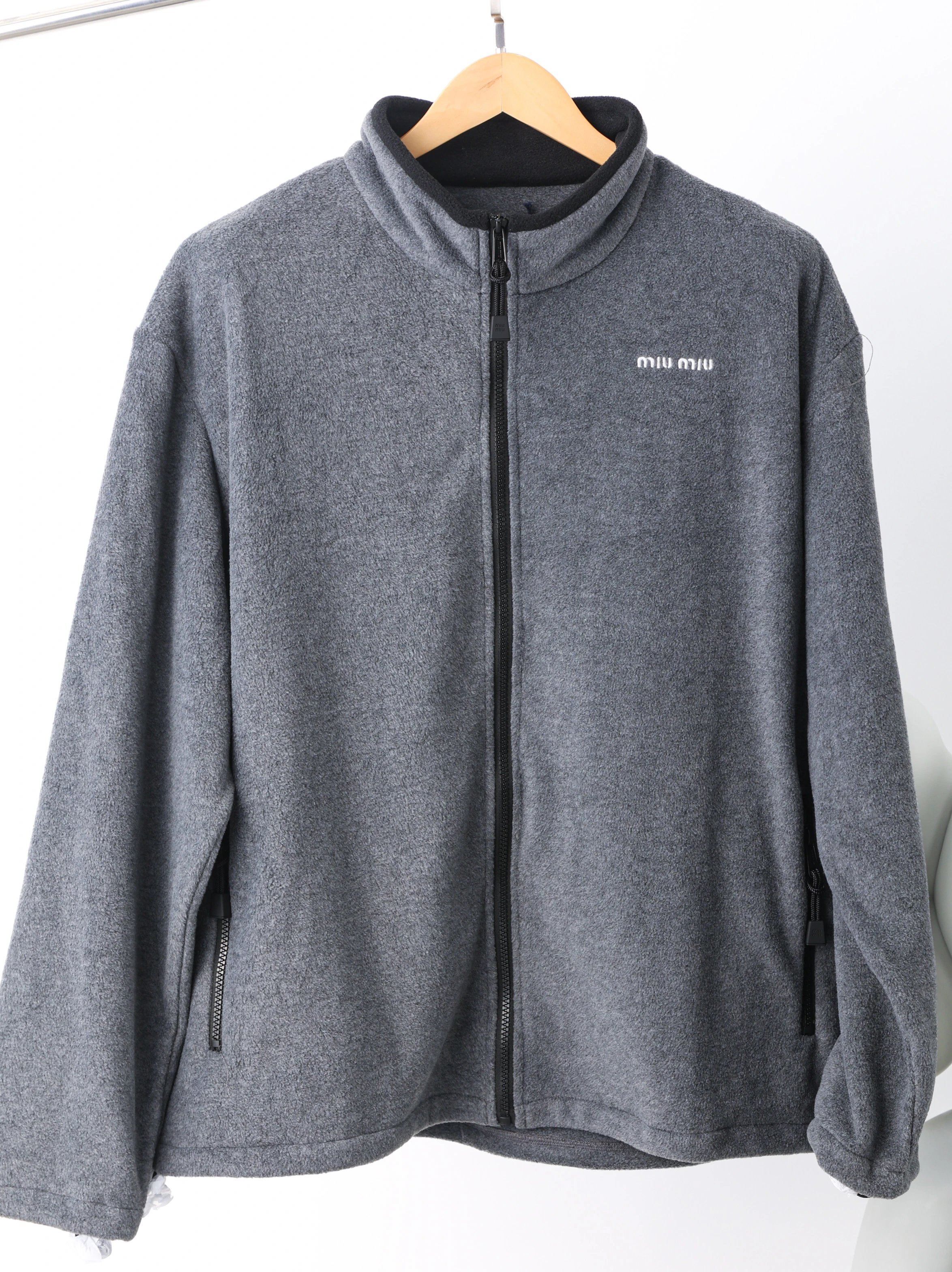 Item ID 8041 M1uMiu-2024-ss-fleece zipper jacket - Classic small label embroidered