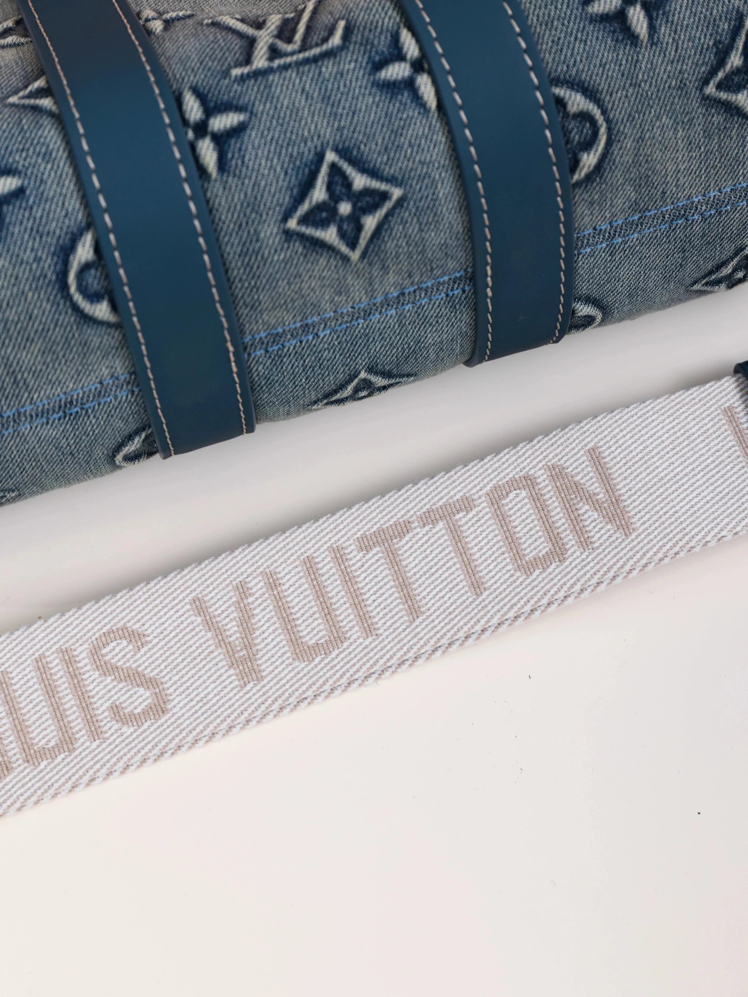 Item ID 8426 Advanced Customization - Kepall 25- Washed Blue Denim Canvas Bag - Sma