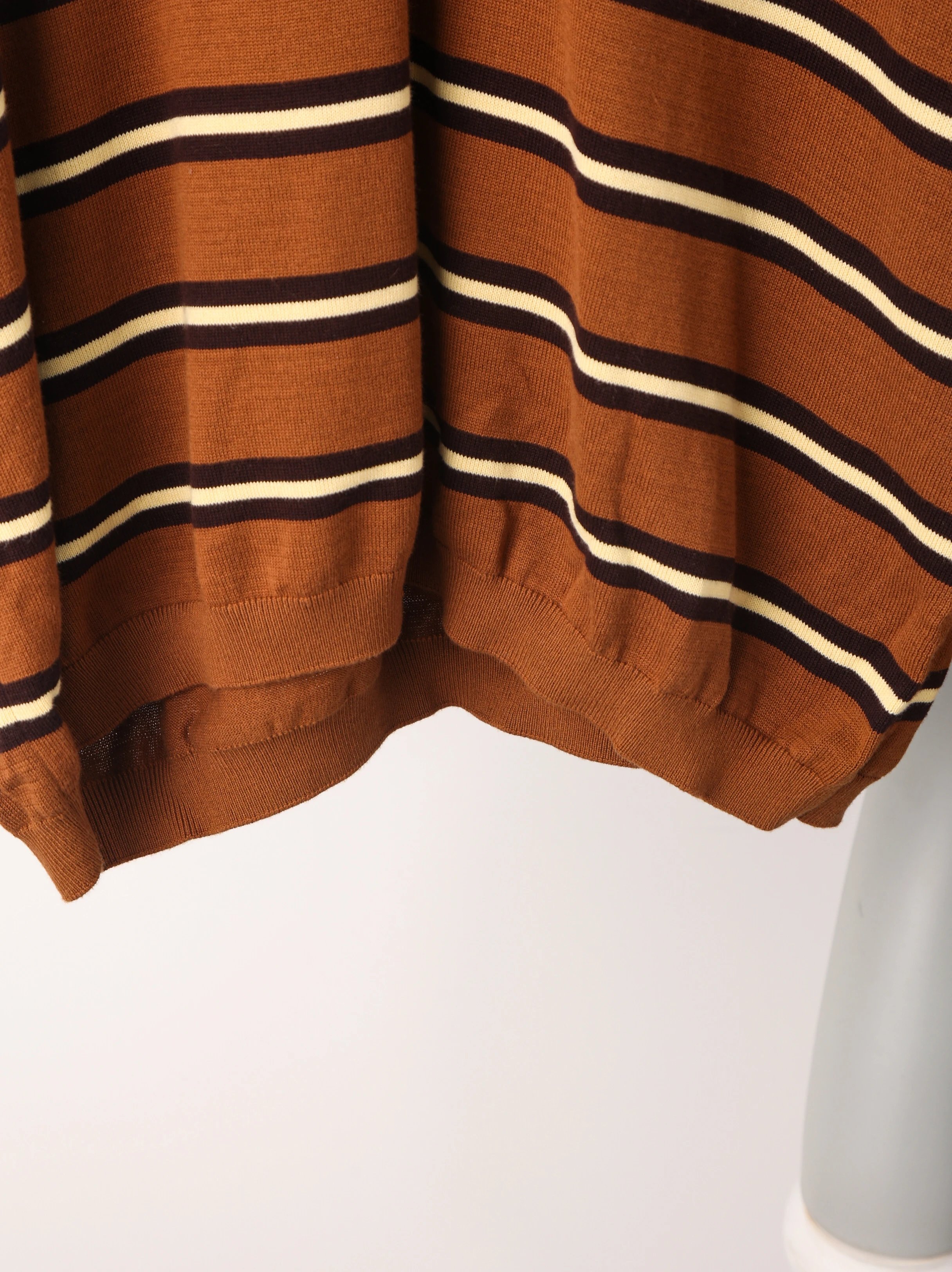 Item ID 8182 L0EWE-Luoyiwei-2024-ss-striped knitted pure cotton polo shirt - brown