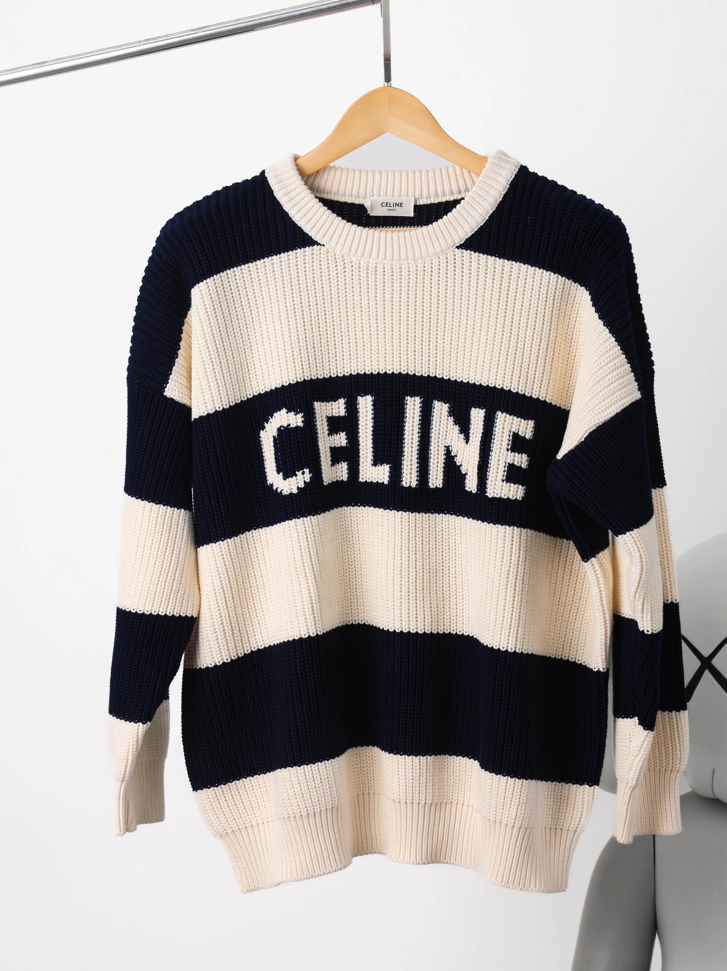Item ID 8254 CEL1NE- Celine -2024ss- striped jacquard letter sweater - knitted loos