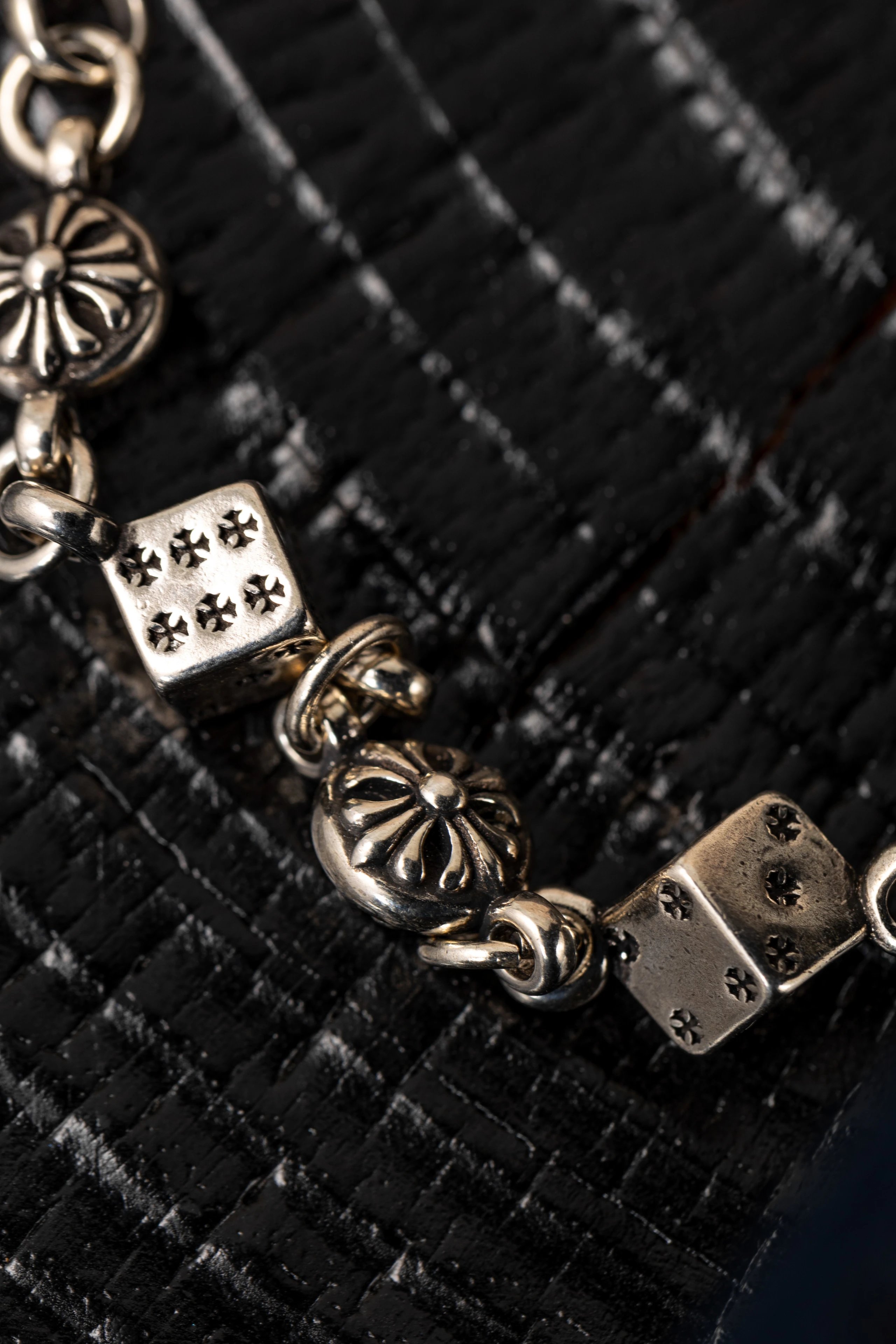 Item ID 8375 Chrome-Hearts- Crow heart - Cross dice bracelet -925 silver - Crow Hea