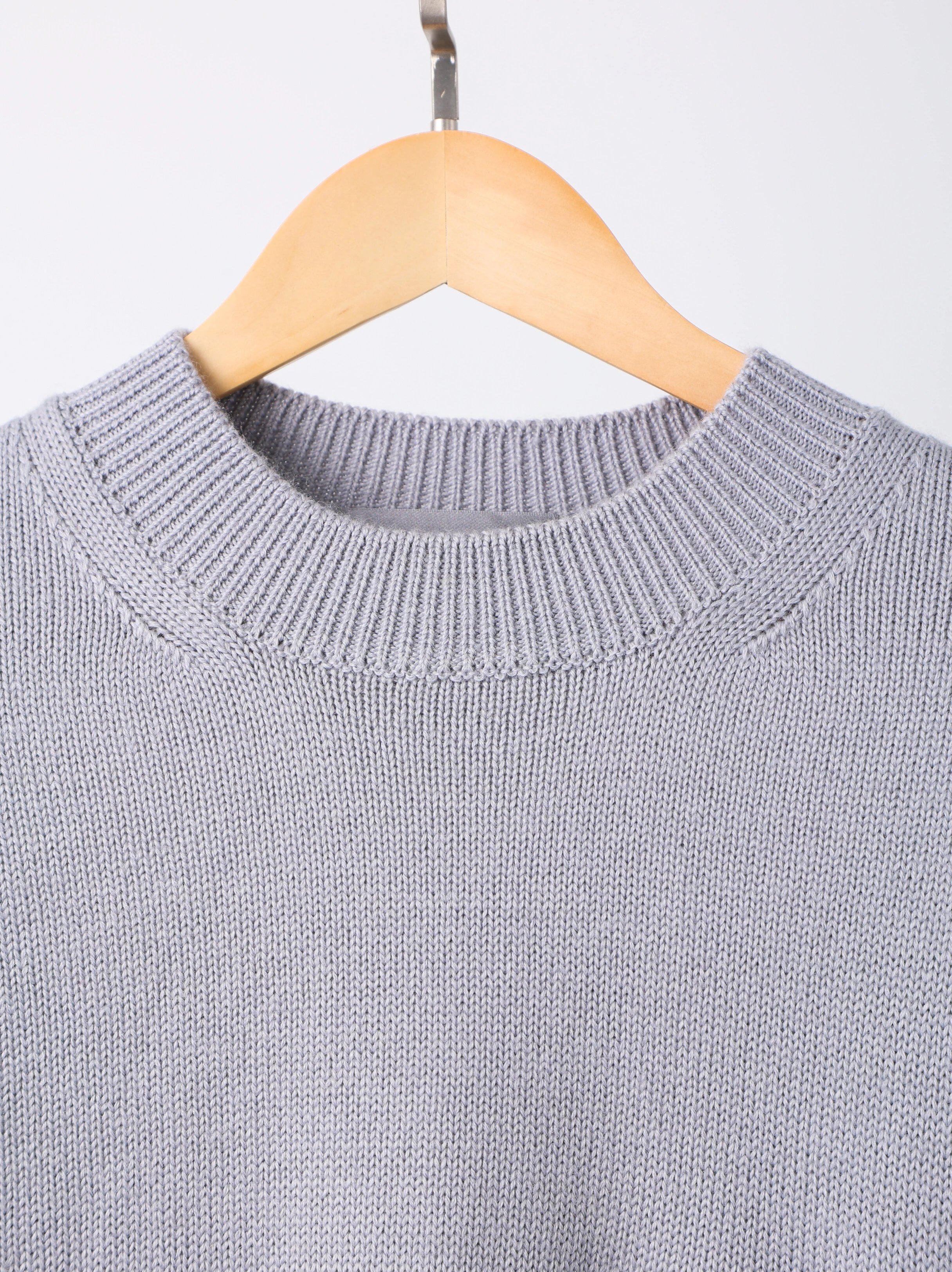 Item ID 8256 D10R-D Home -2024SS Wool Alpaca Wool Blended Round Neck Sweater - Stri