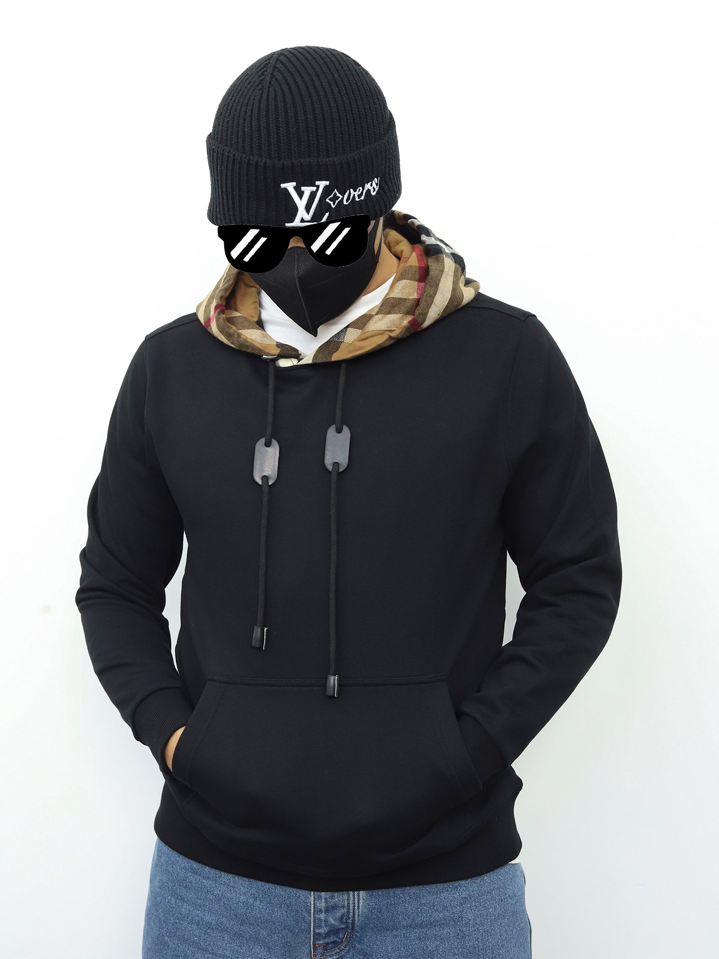 BBR连帽抽绳卫衣 黑色