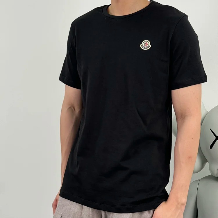 Item ID 9039 Mon basic black and white gray short sleeved custom logo solid color round neck short sleeved 
