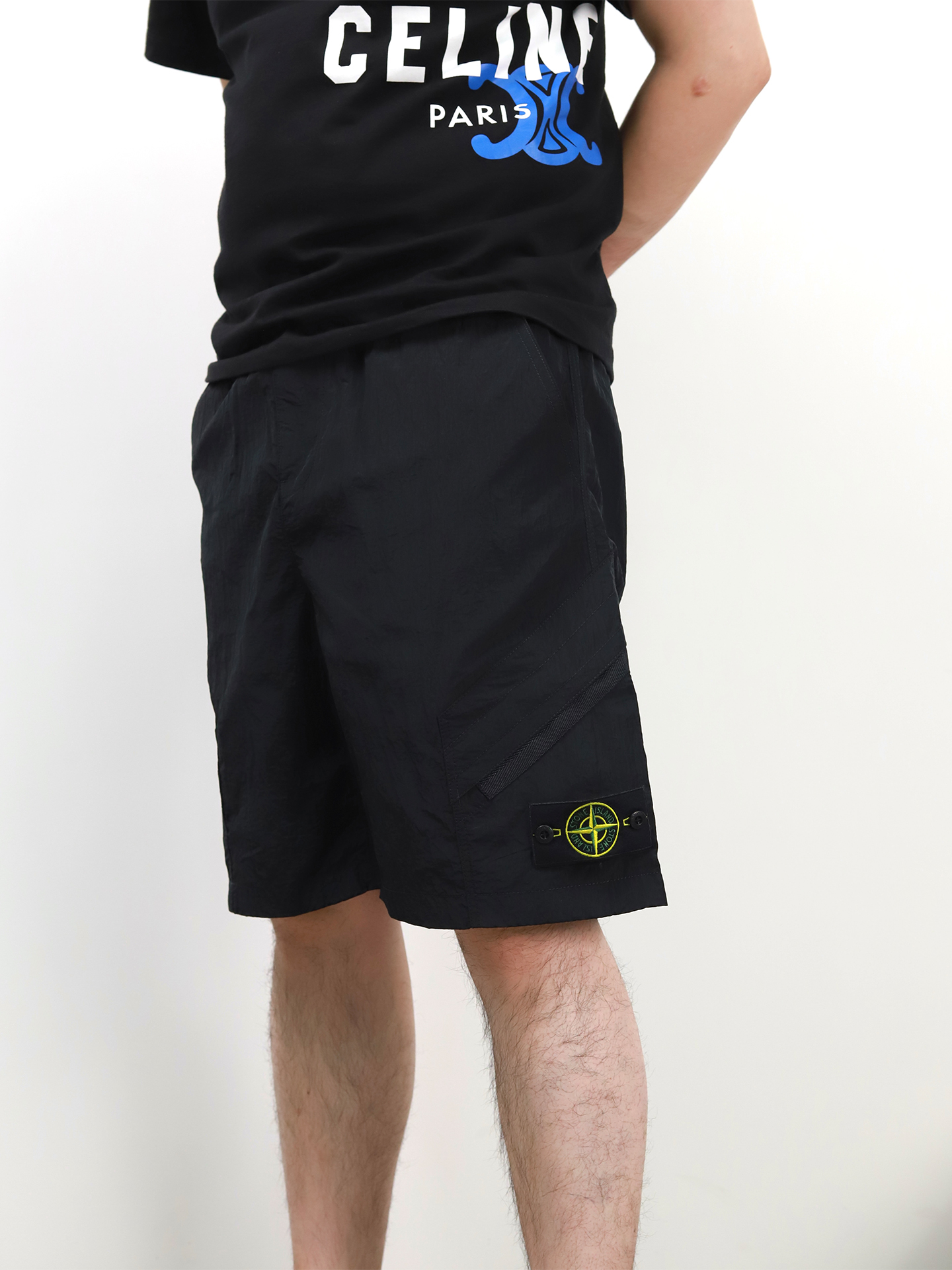 SI metal nylon pleated shorts