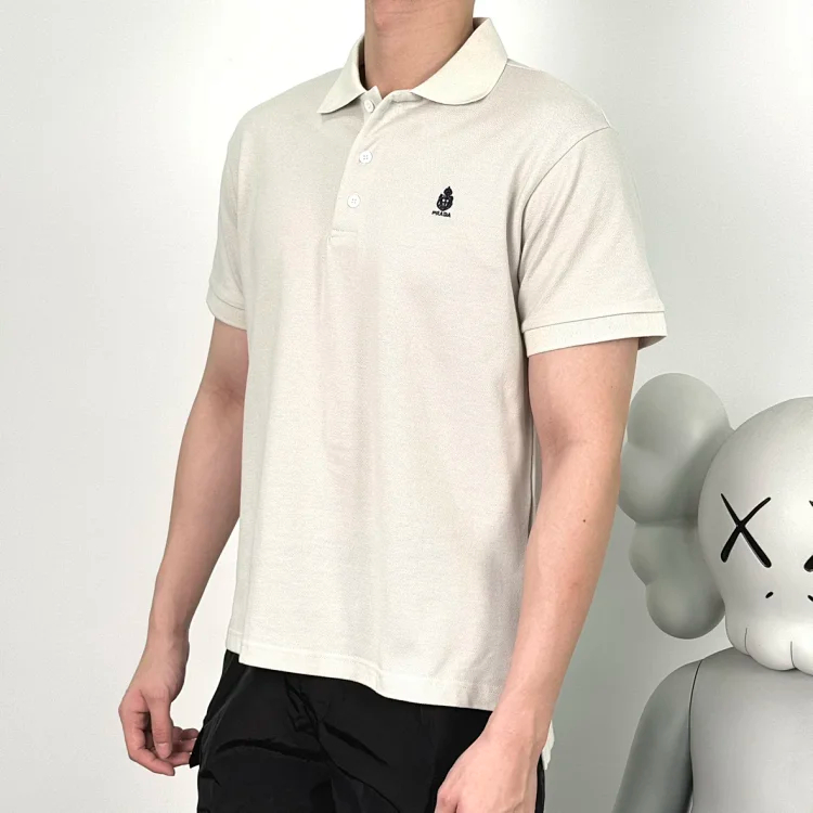 Item ID 9045 PRA breathable vermilion logo embroidered button slim fit short sleeved polo shirt