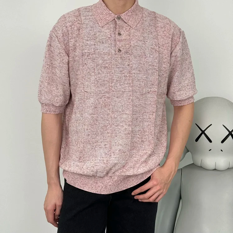 Item ID 9047 Loro 80 Linen Blended Fabric Knitted Polo Breathable Casual Short Sleeve Polo