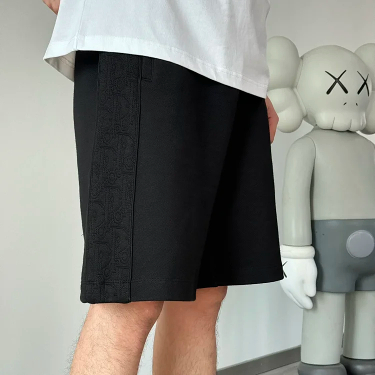 Item ID 9064 D1OR Dark Jacquard Cotton Blended Plain Knitted Oblique Printed Casual Shorts