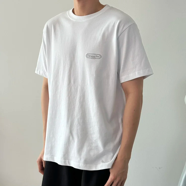 Item ID 9080 D1OR 1947 Embroidered Coast Original Yarn SS26 Spring Men's Collection Loose Cotton Plain Knitted T-shirt