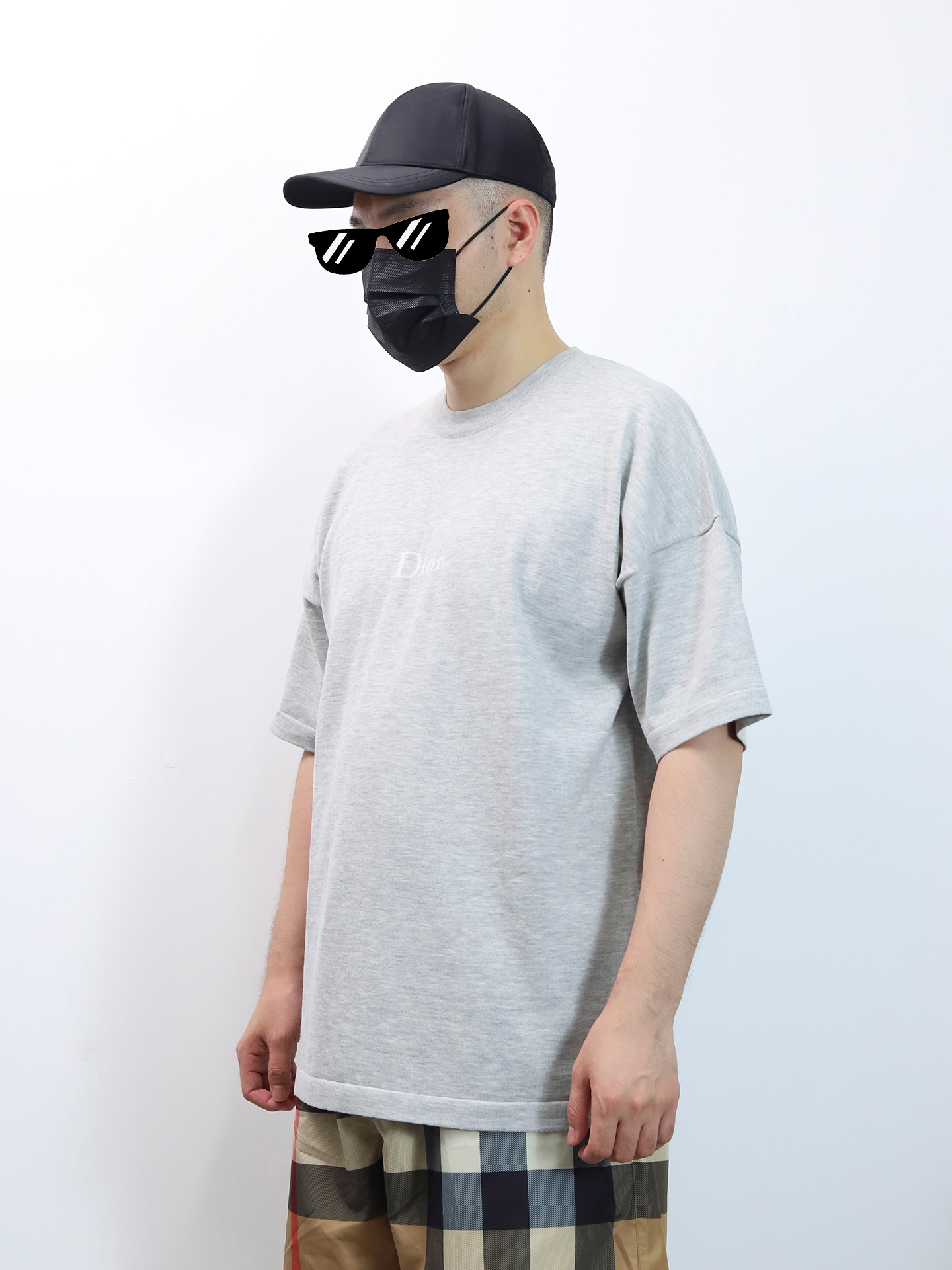 D1or oversized loose knitted jacquard tee