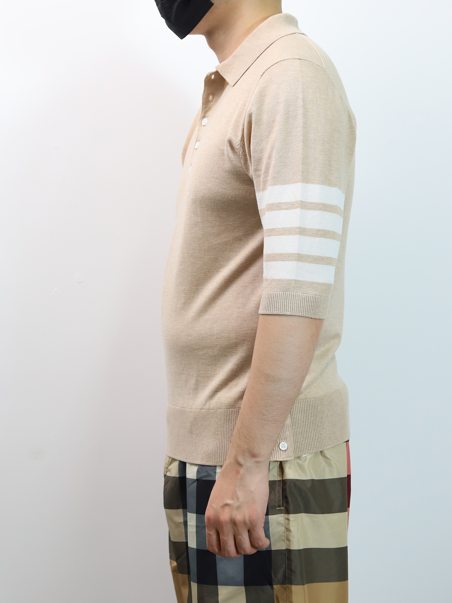 TB mulberry silk wool blended knitted polo