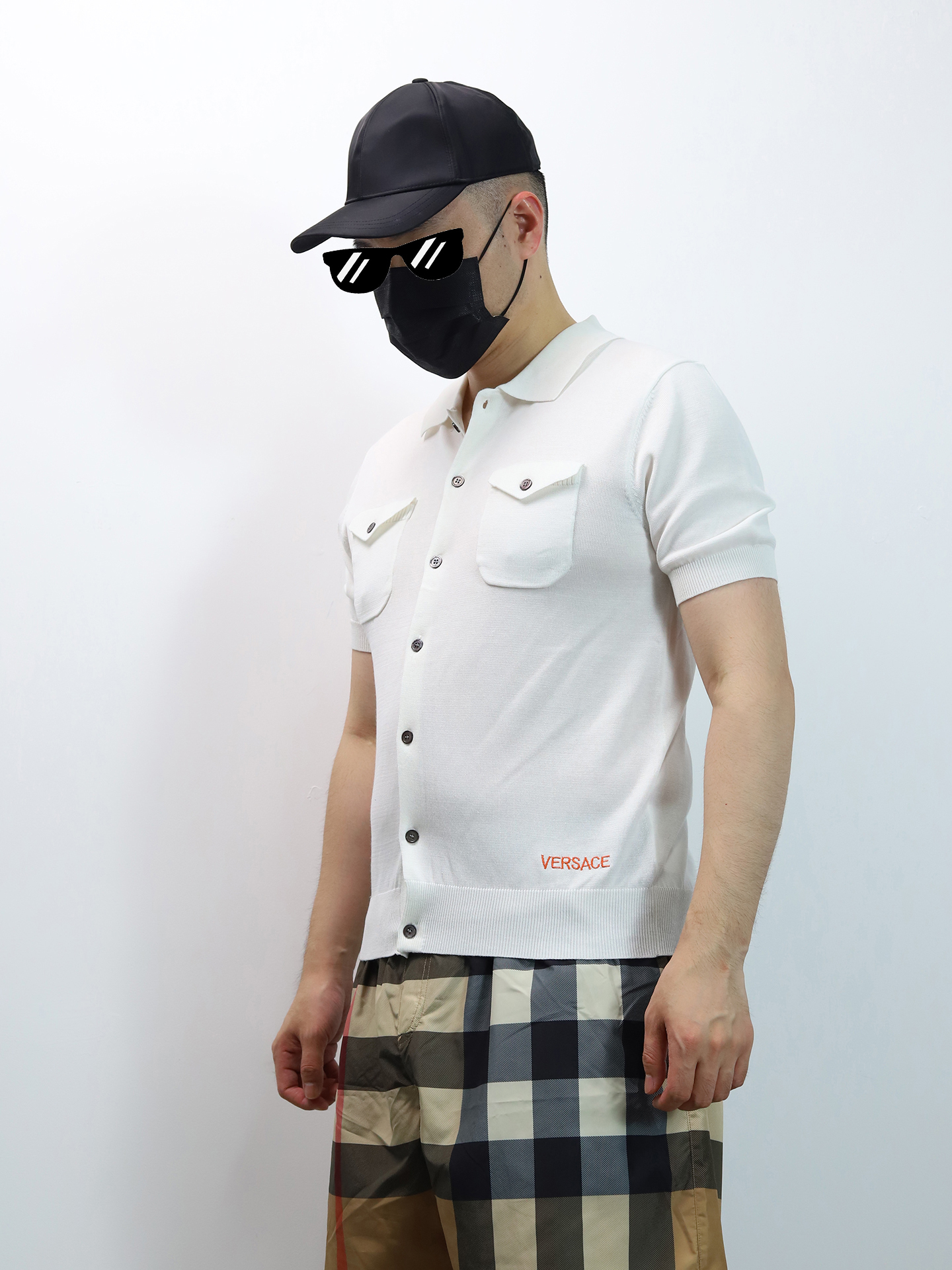 VERSACE knit Button UP Polo