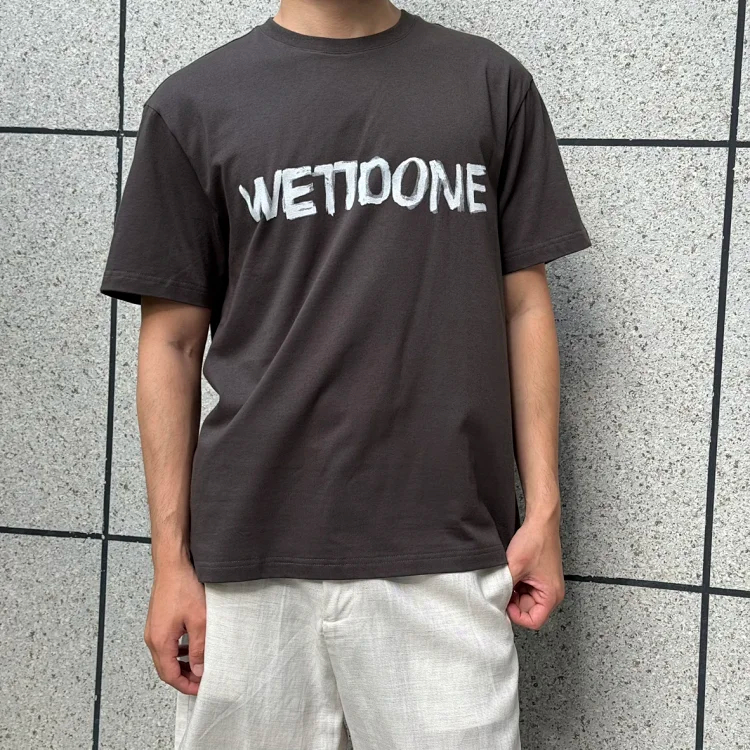 Item ID 9087 WE11DONE SS26 Imported Adhesive Material Fun Hand drawn Logo Soft Short sleeved T-shirt