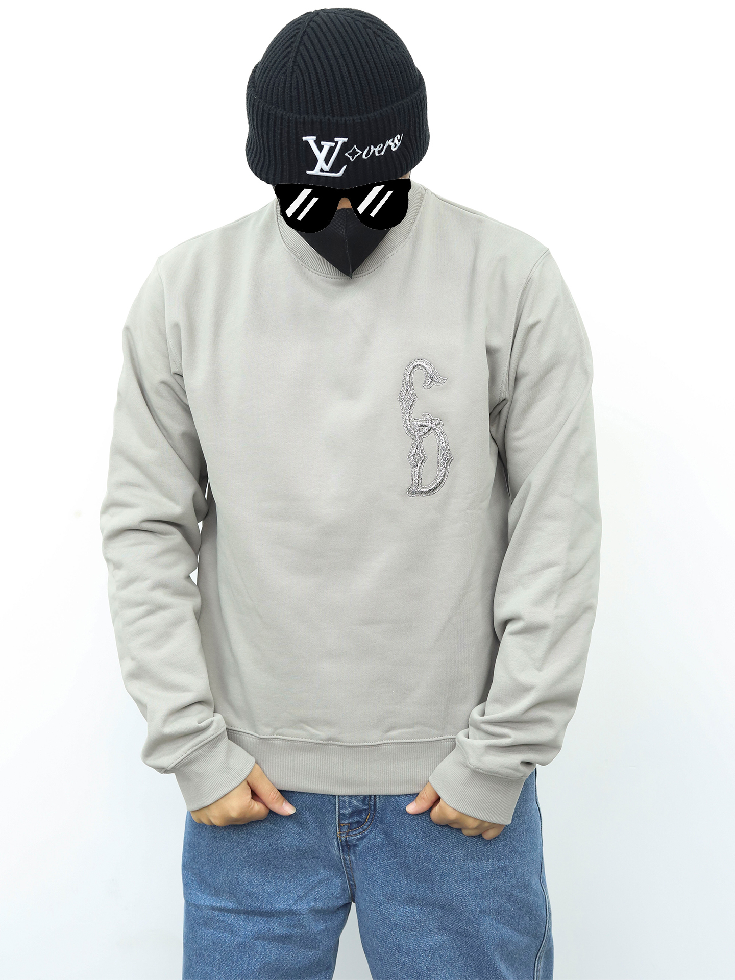 Dior CD字母圆领卫衣 灰色