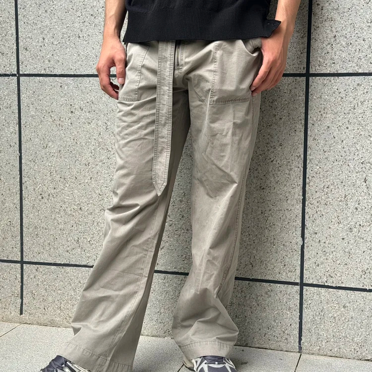 Item ID 9091 Acne SS26 Big Factory Stained and Washed Solid Color Zipper Work Pants Pocket Casual Pants