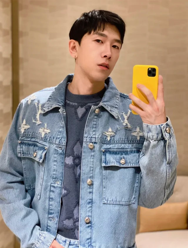 Item ID 9113 1V High-end custom FW26 Logo single-breasted lapel pocket long-sleeved denim jacket