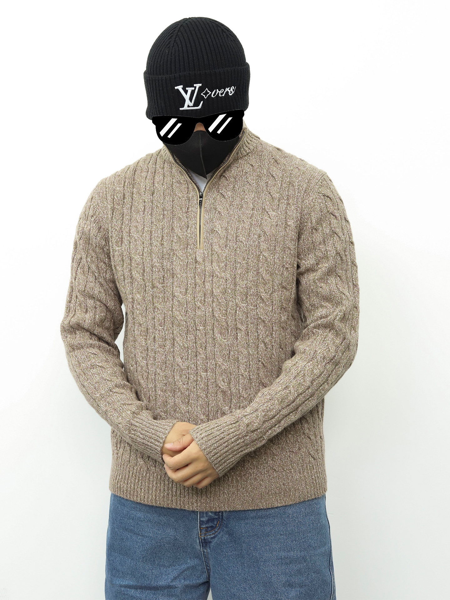 LP诺幽翩雅半拉链毛衣 沙色