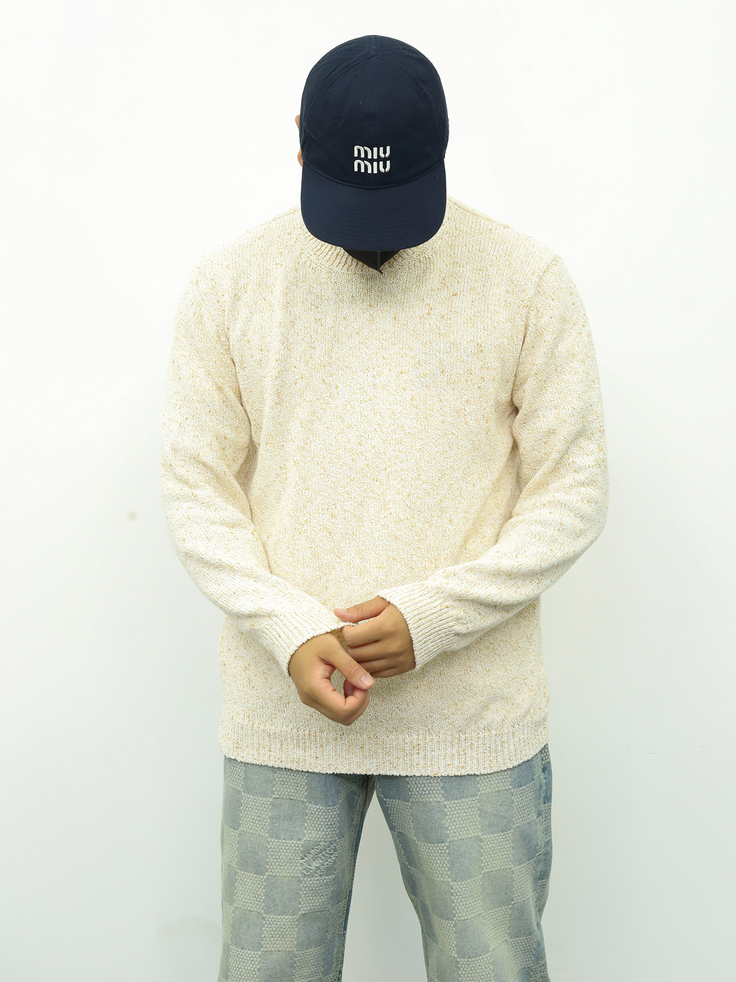 LP套头亚麻点毛衣 米色