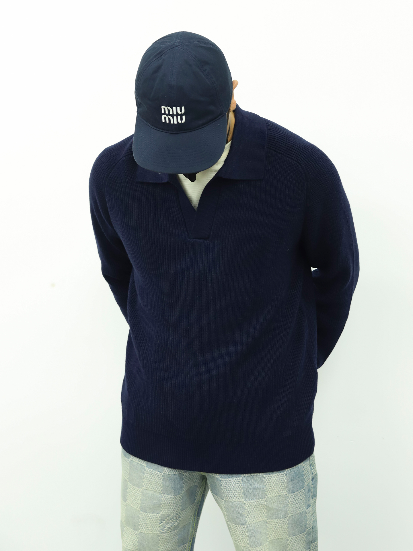 PRADA polo毛衫 藏青色