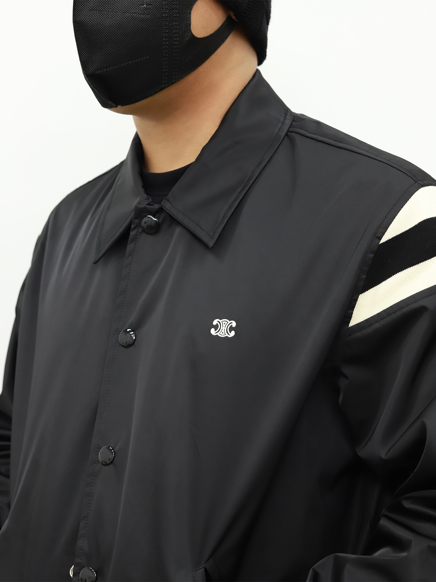 Celine 领子棒球扣子夹克 黑色