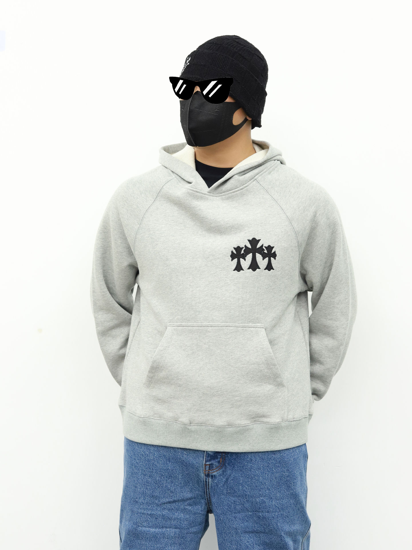 CH克罗心十字连帽卫衣 灰色