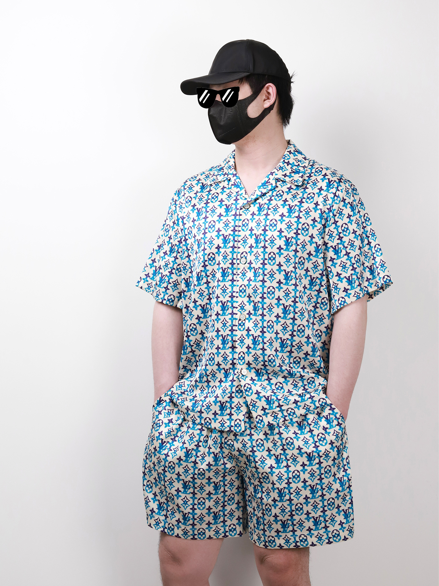 1V mulberry silk blended Cuban collar shirt