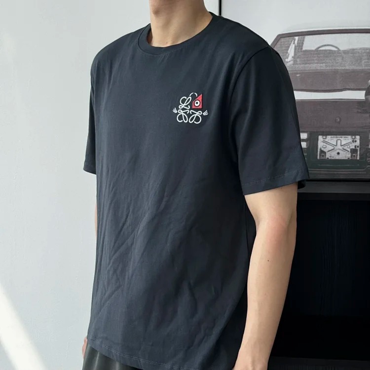 Item ID 9021 Loe×Wain Joint Solid Color Round Neck Short Sleeve T-shirt
