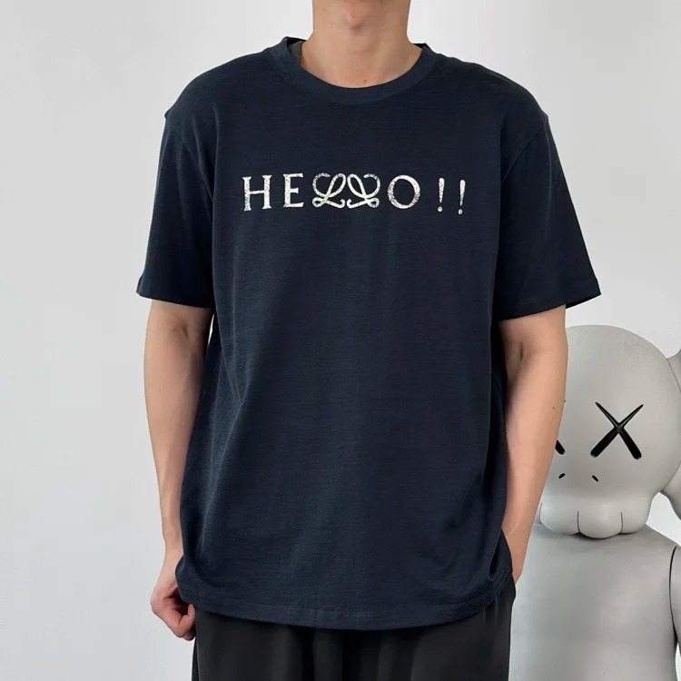 Item ID 9024 Loe SS Series Cotton Blended Letter Printed Hooded Short Sleeve T-shirt