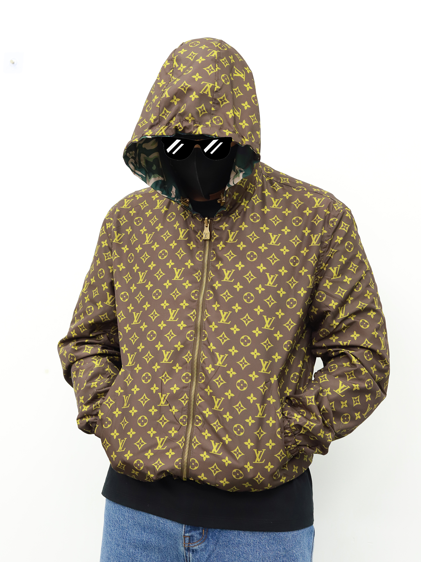 LV 迷彩两面穿小风衣 迷彩-金色